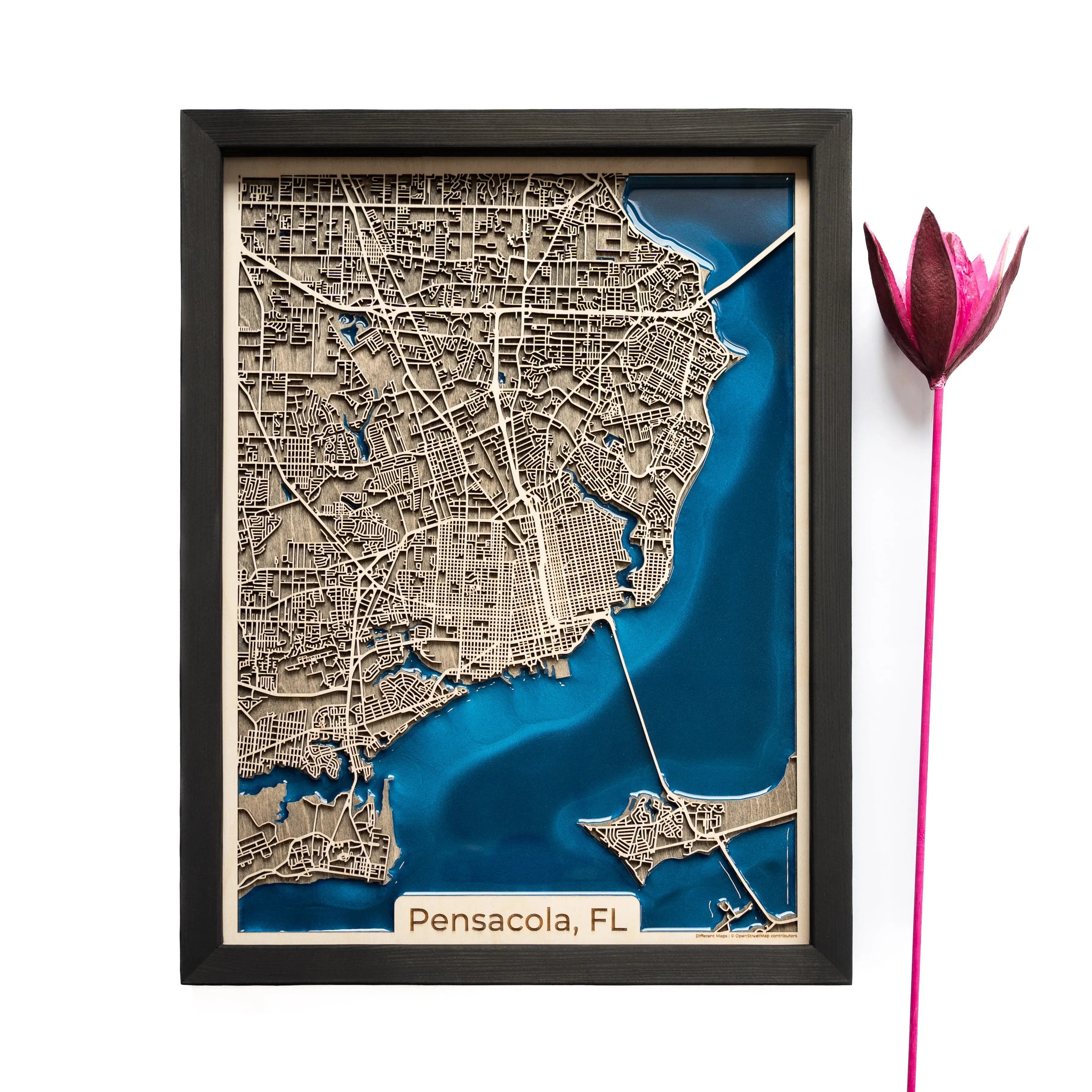 Pensacola Wooden Map