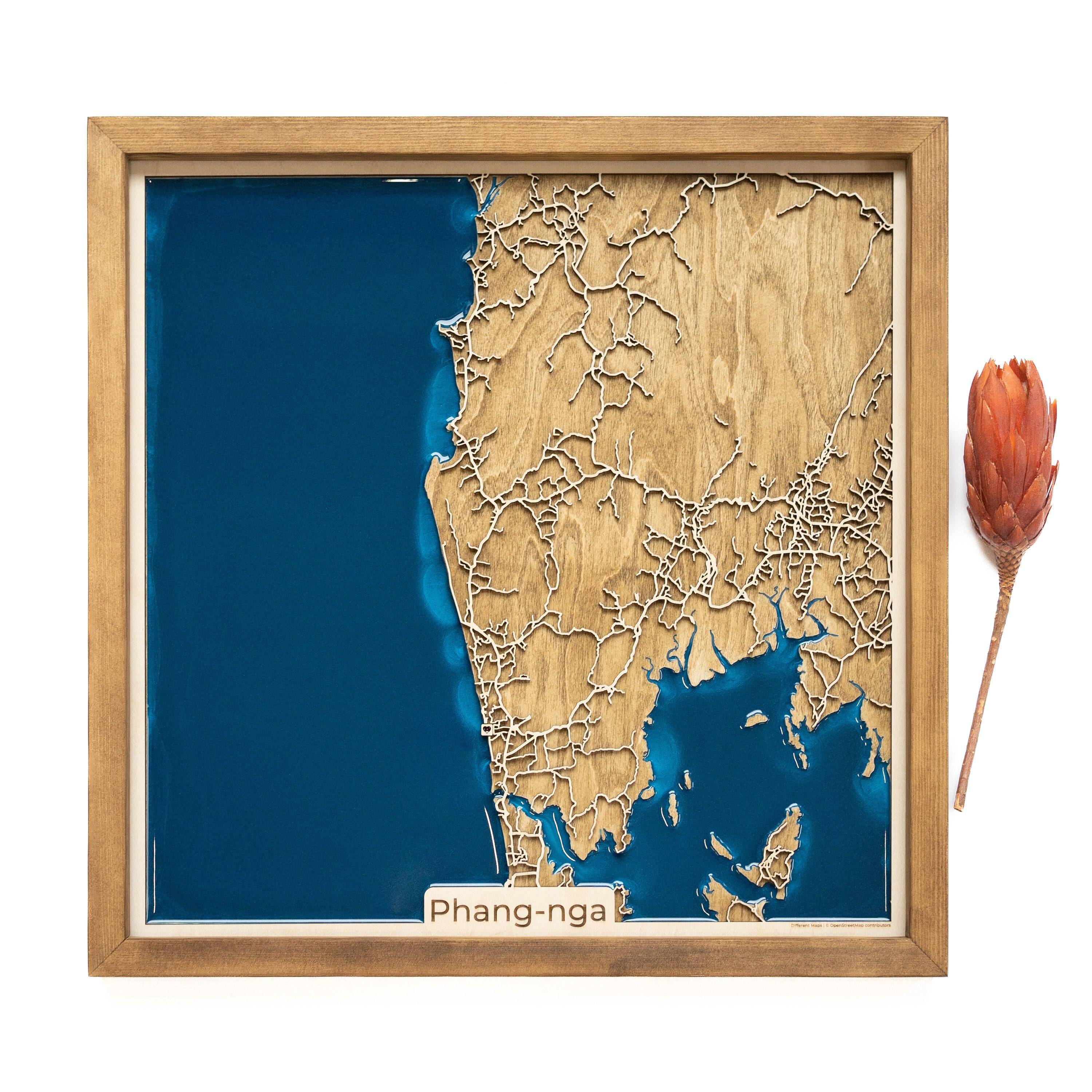 Phang Nga Thailand Wood Map