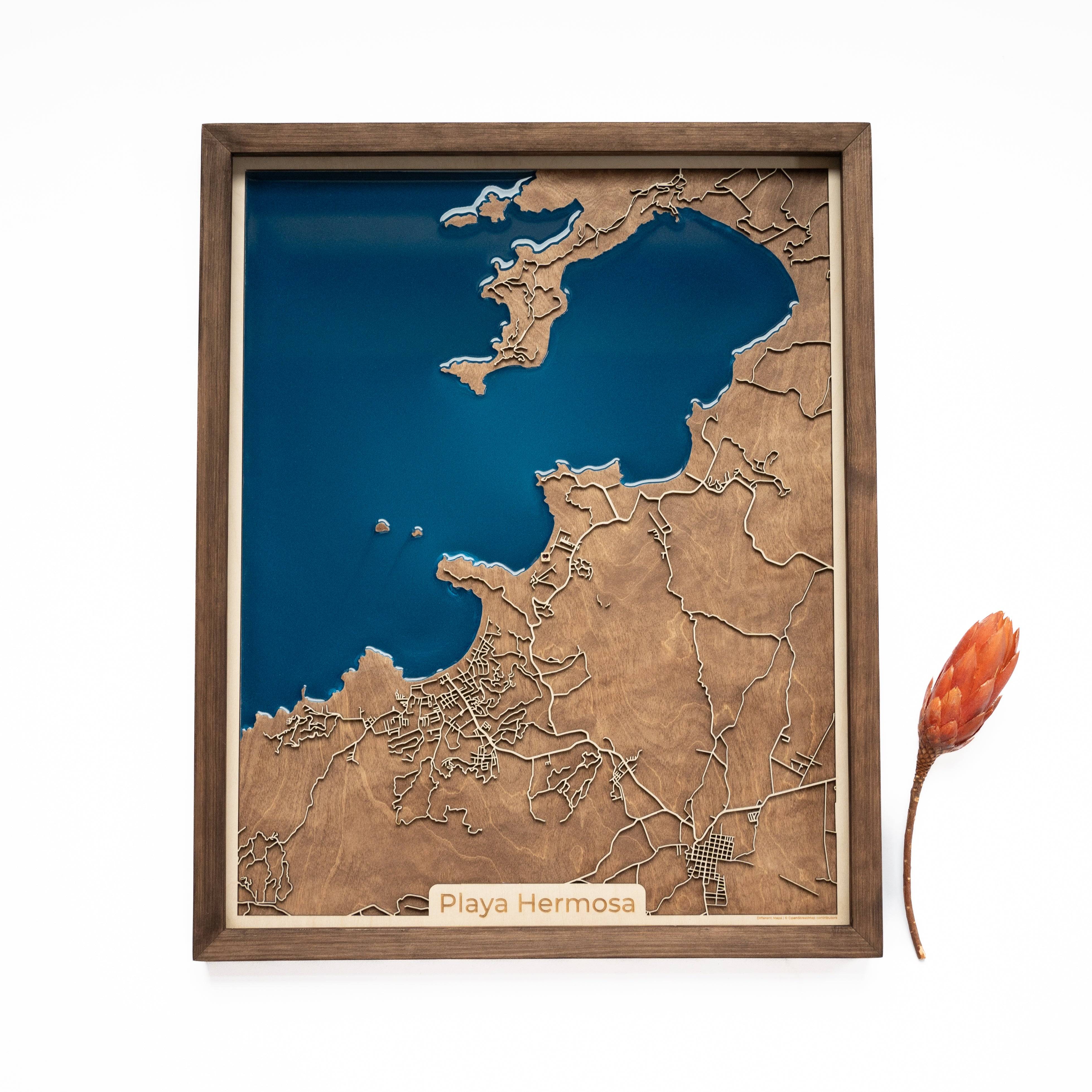 Playa Hermosa Wood Map