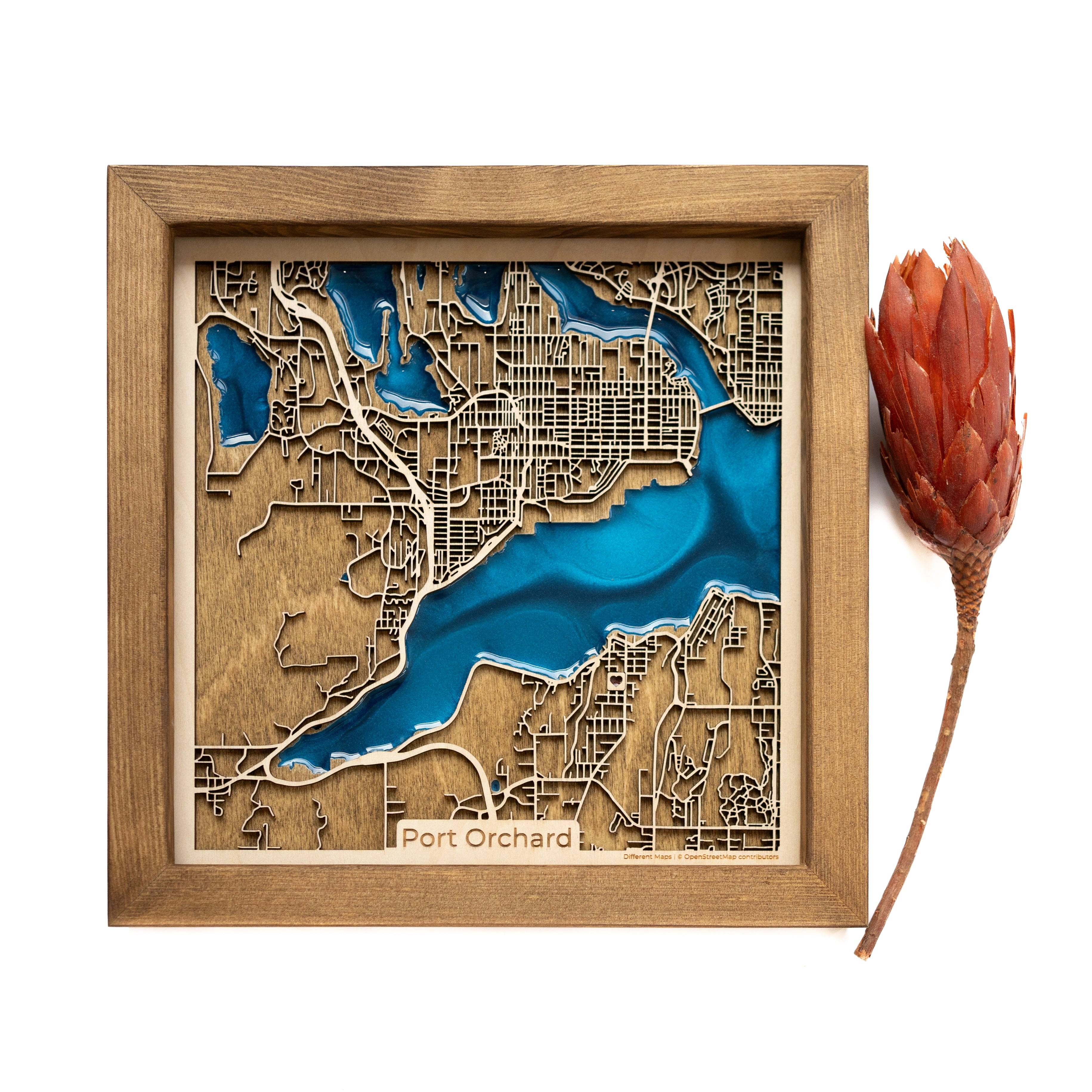 Port Orchard WA Wood Map