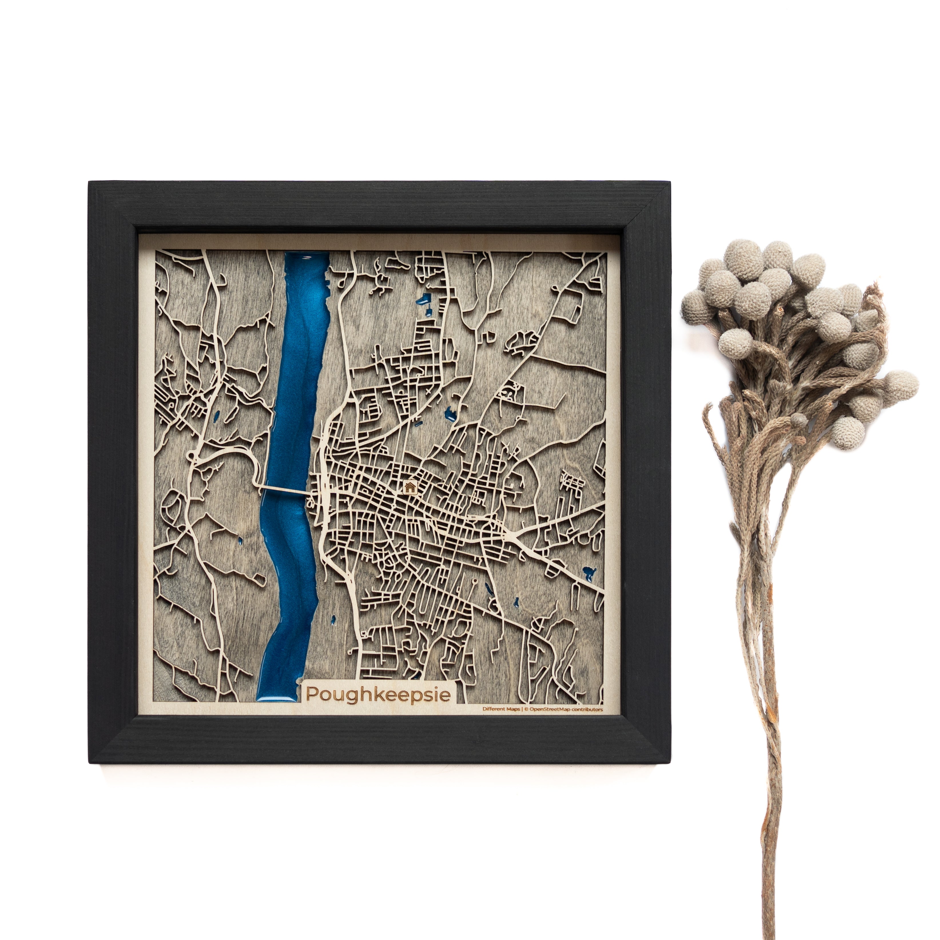 Poughkeepsie NY Wooden wall Map