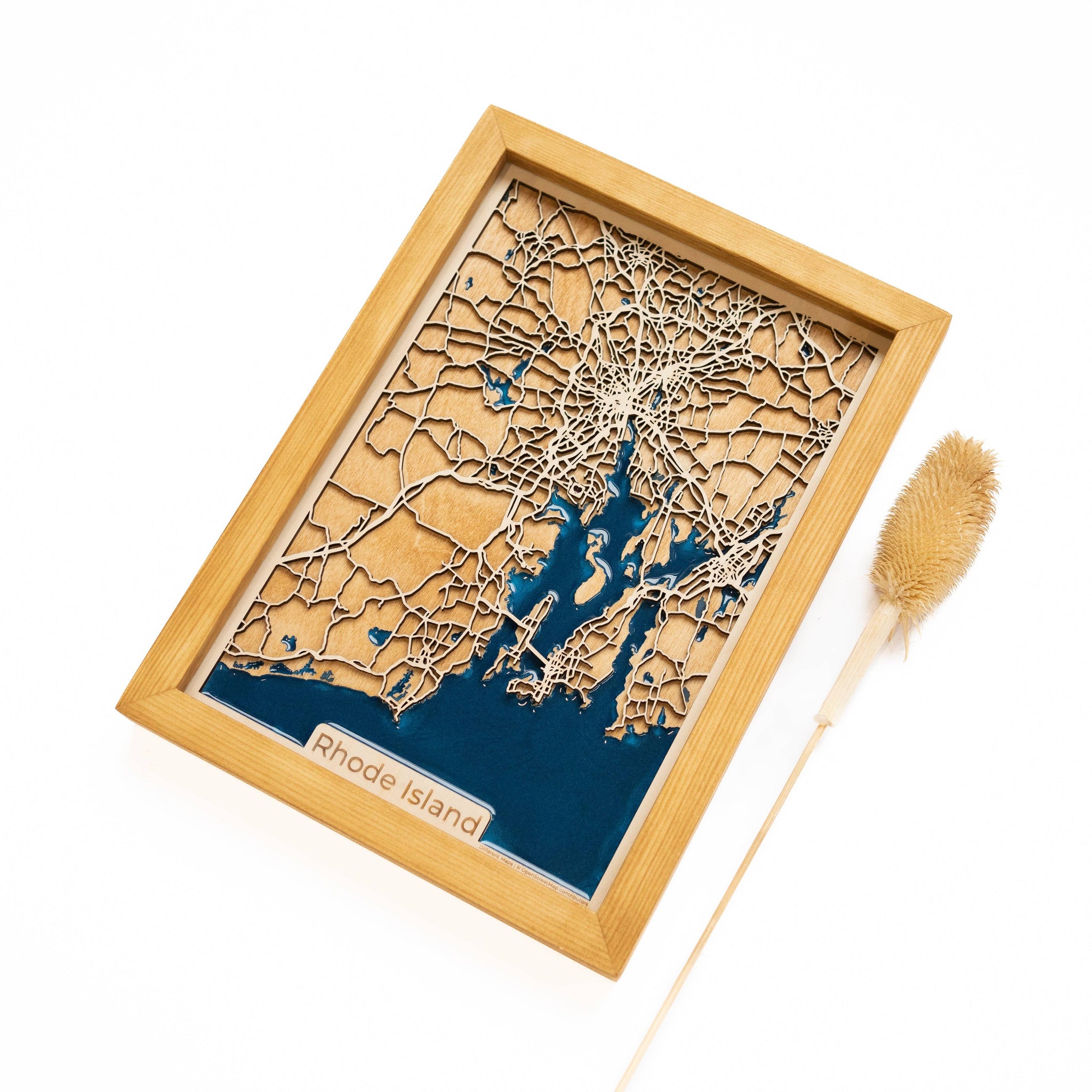 Custom 3d wooden map of Newport County,Rhode Island,United States