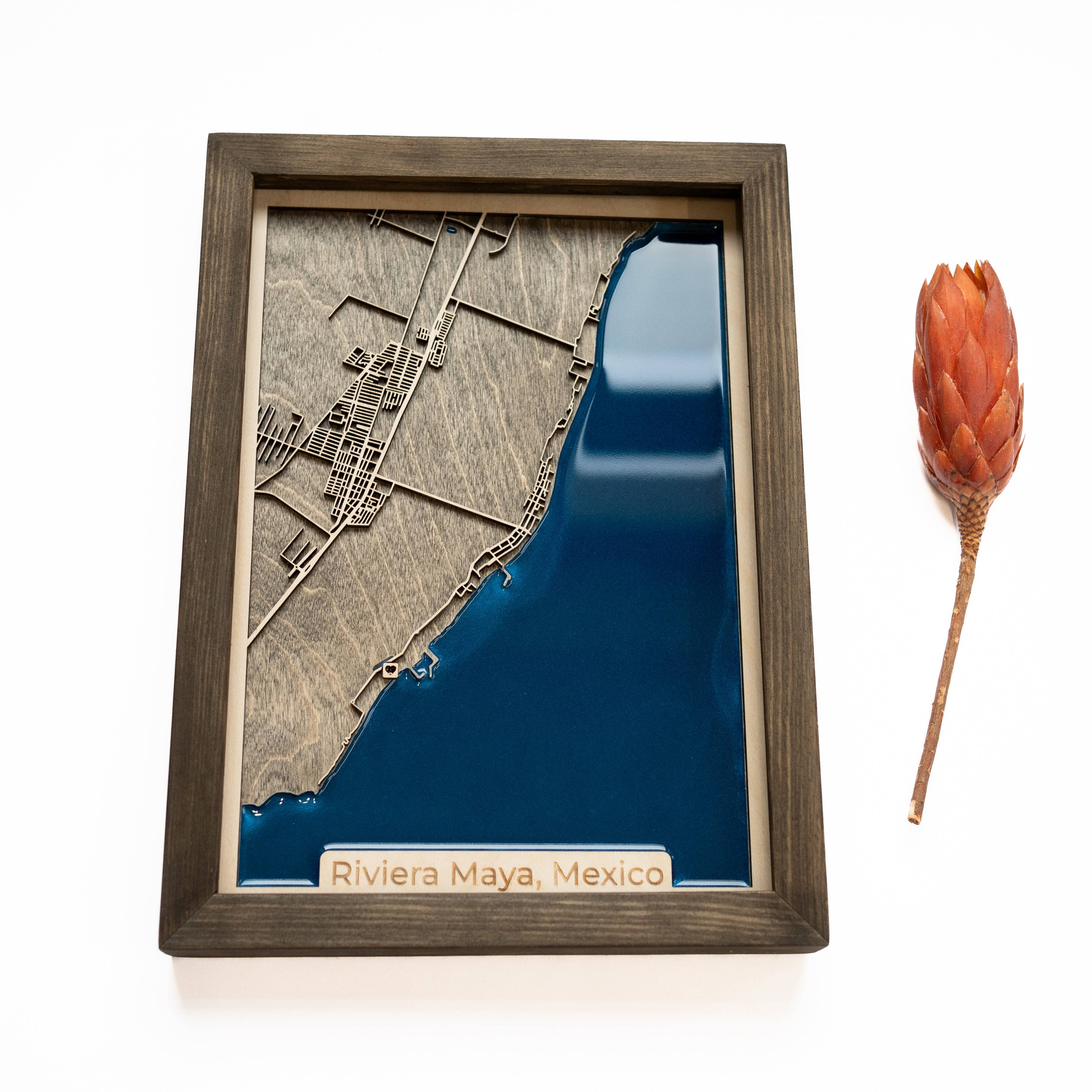Riviera Maya Wood Map