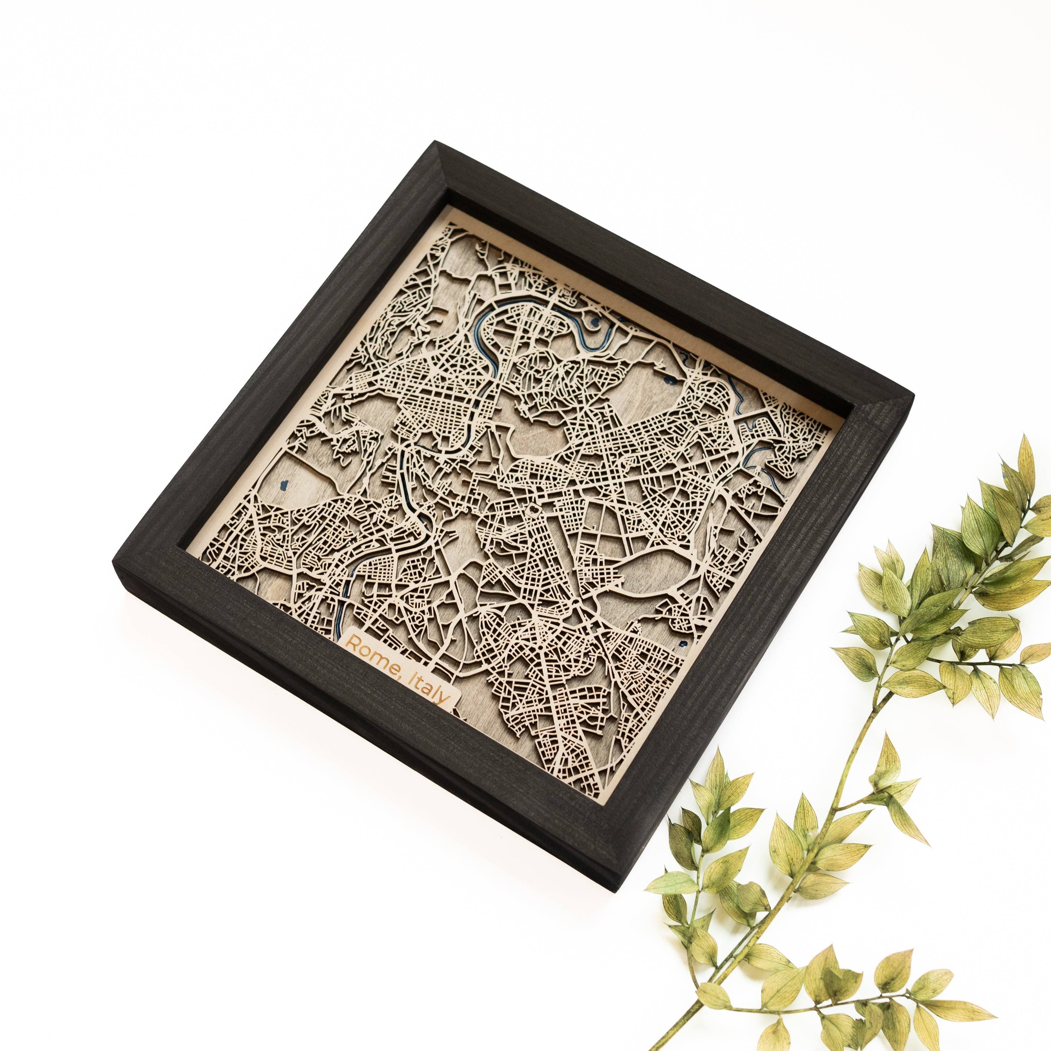 Wooden Map Rome