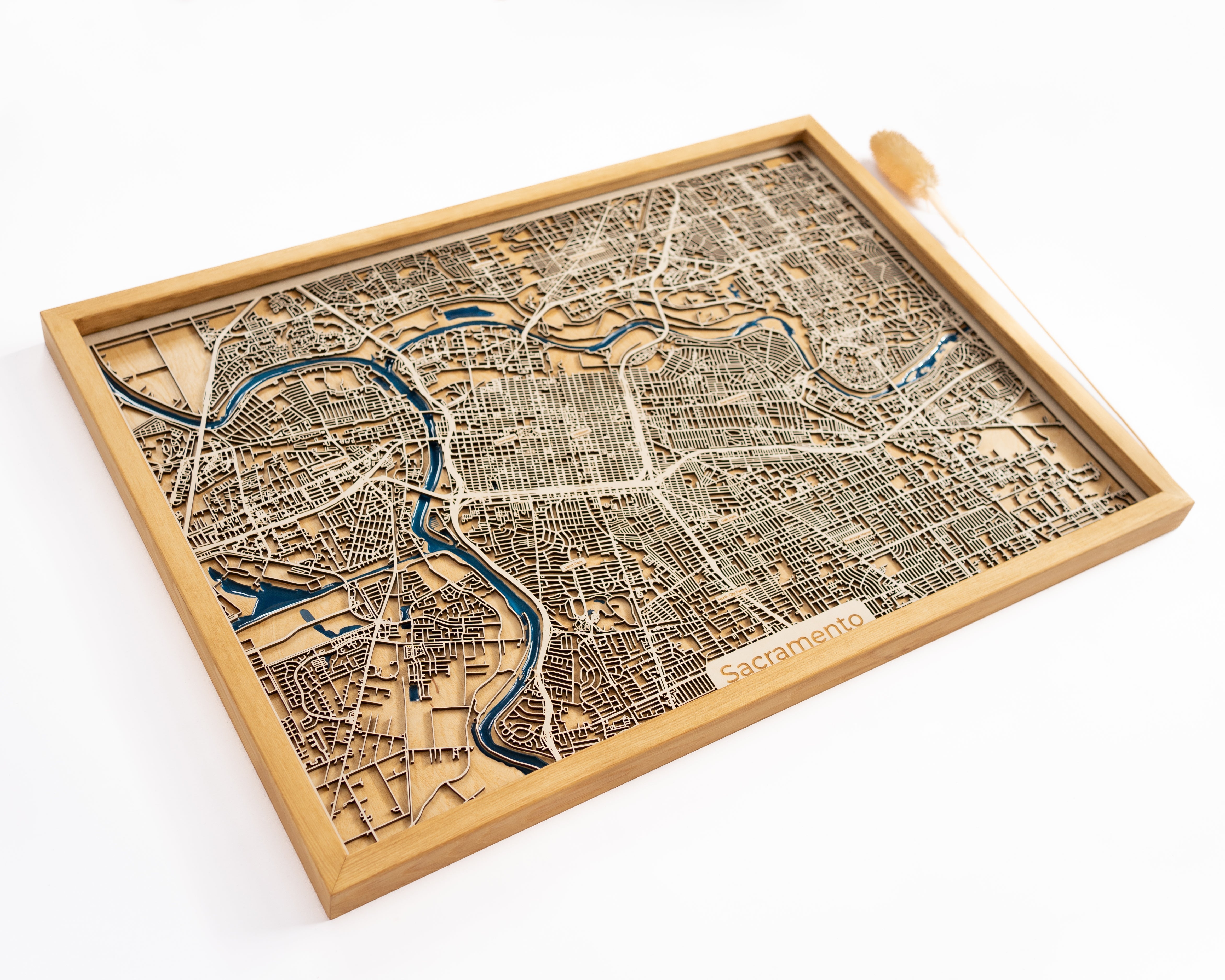 Sacramento Wooden Map