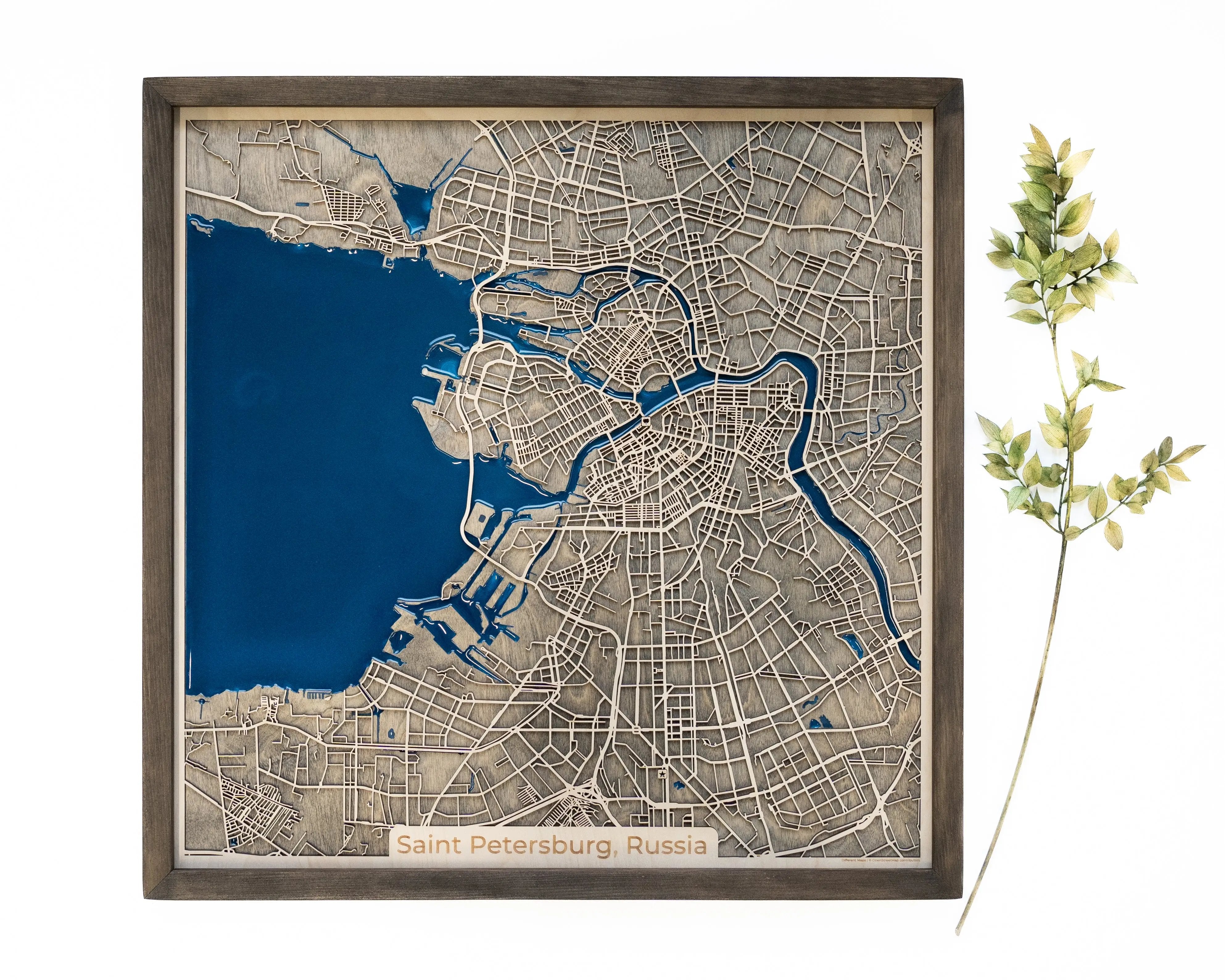 Sankt Petersburg Wood Map