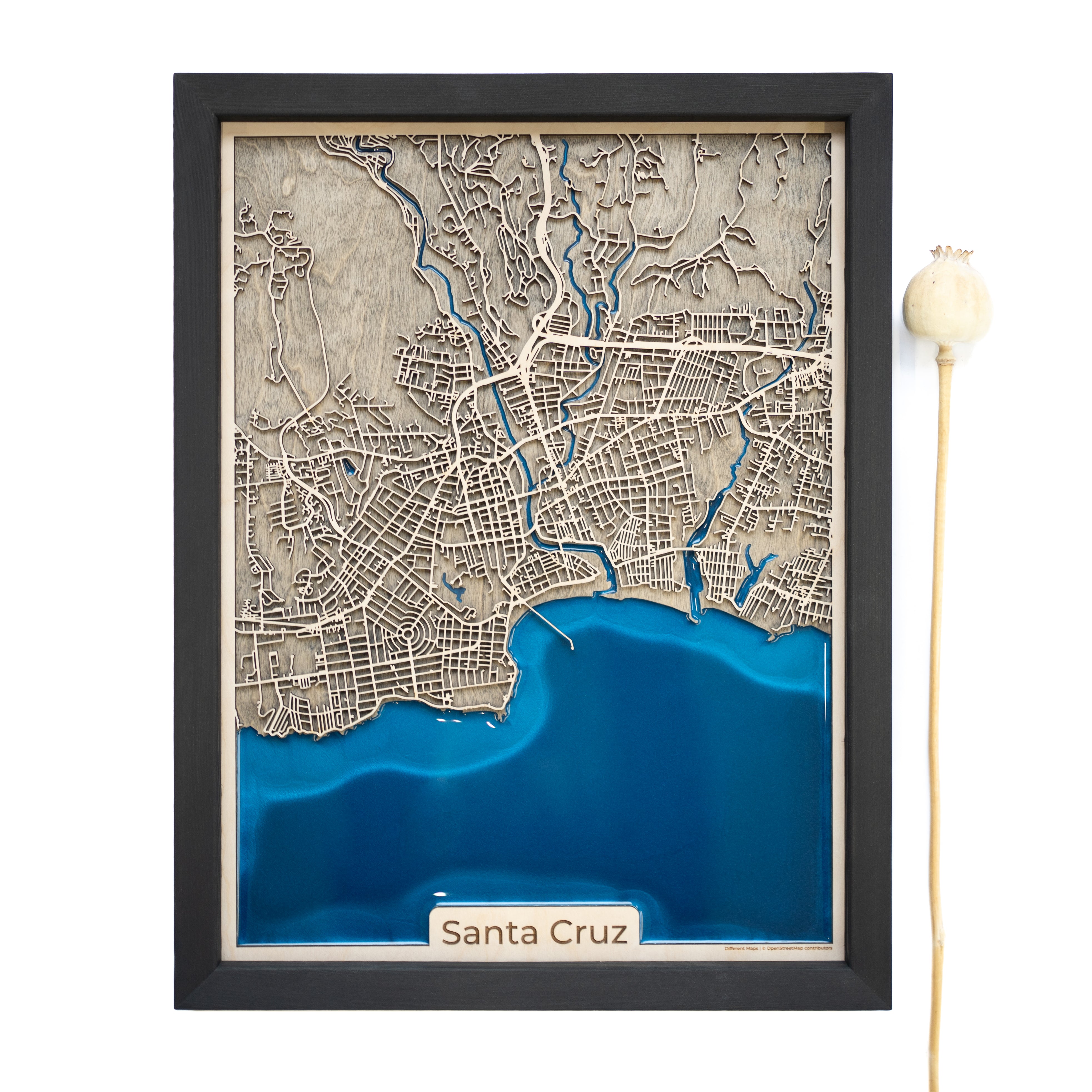 Santa Cruz Cali Wooden Map