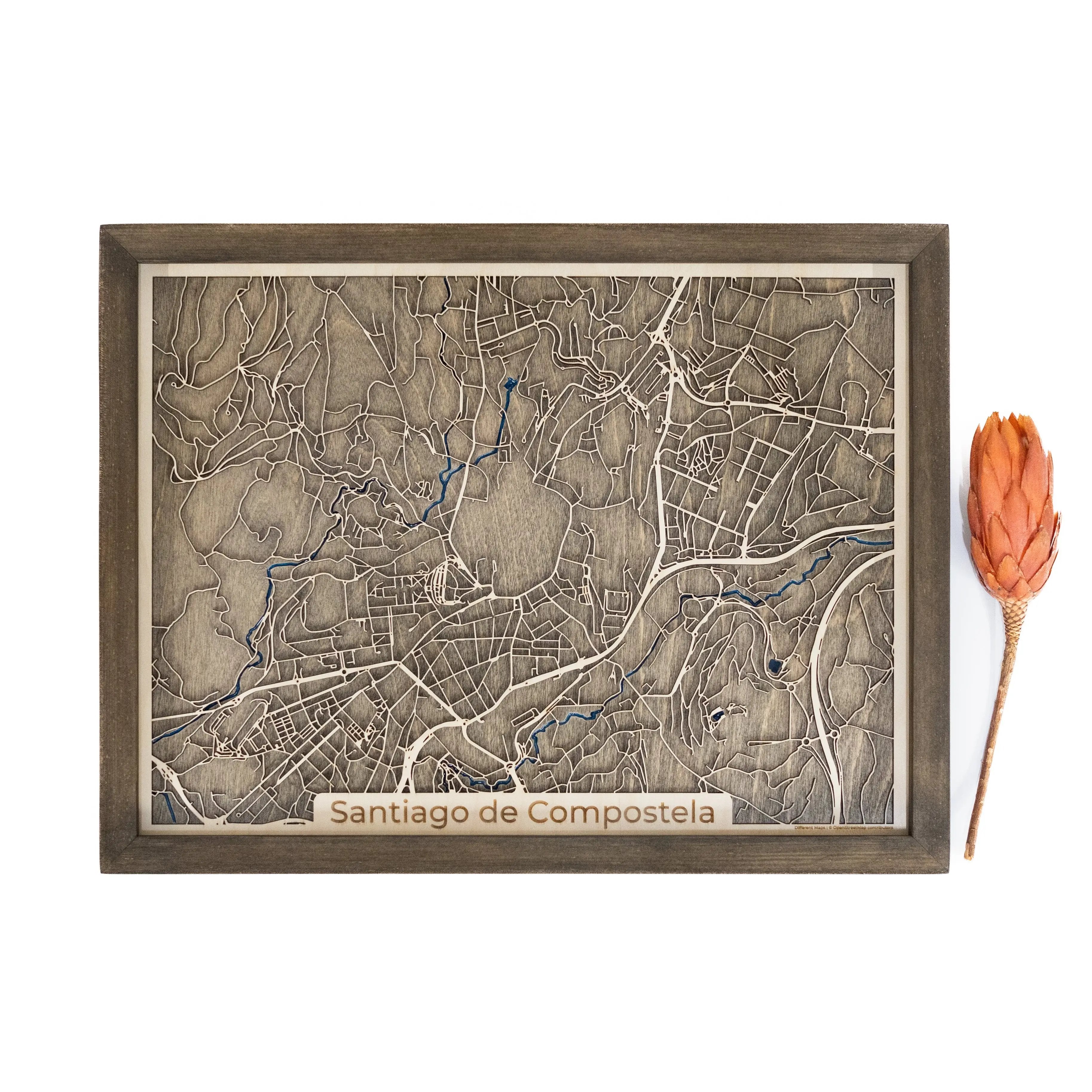 Santiago de Compostela Wood Map