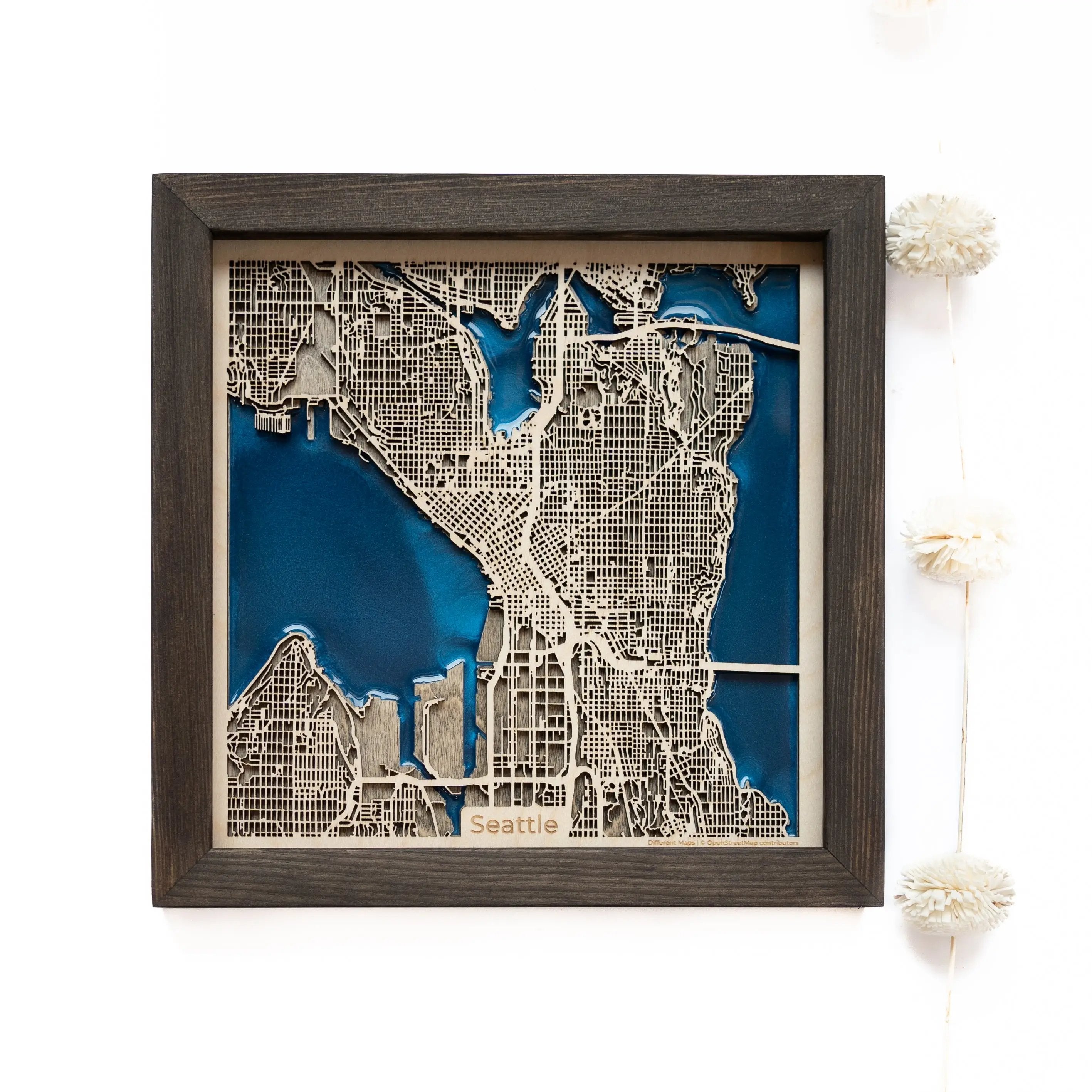 Seattle Wooden Map