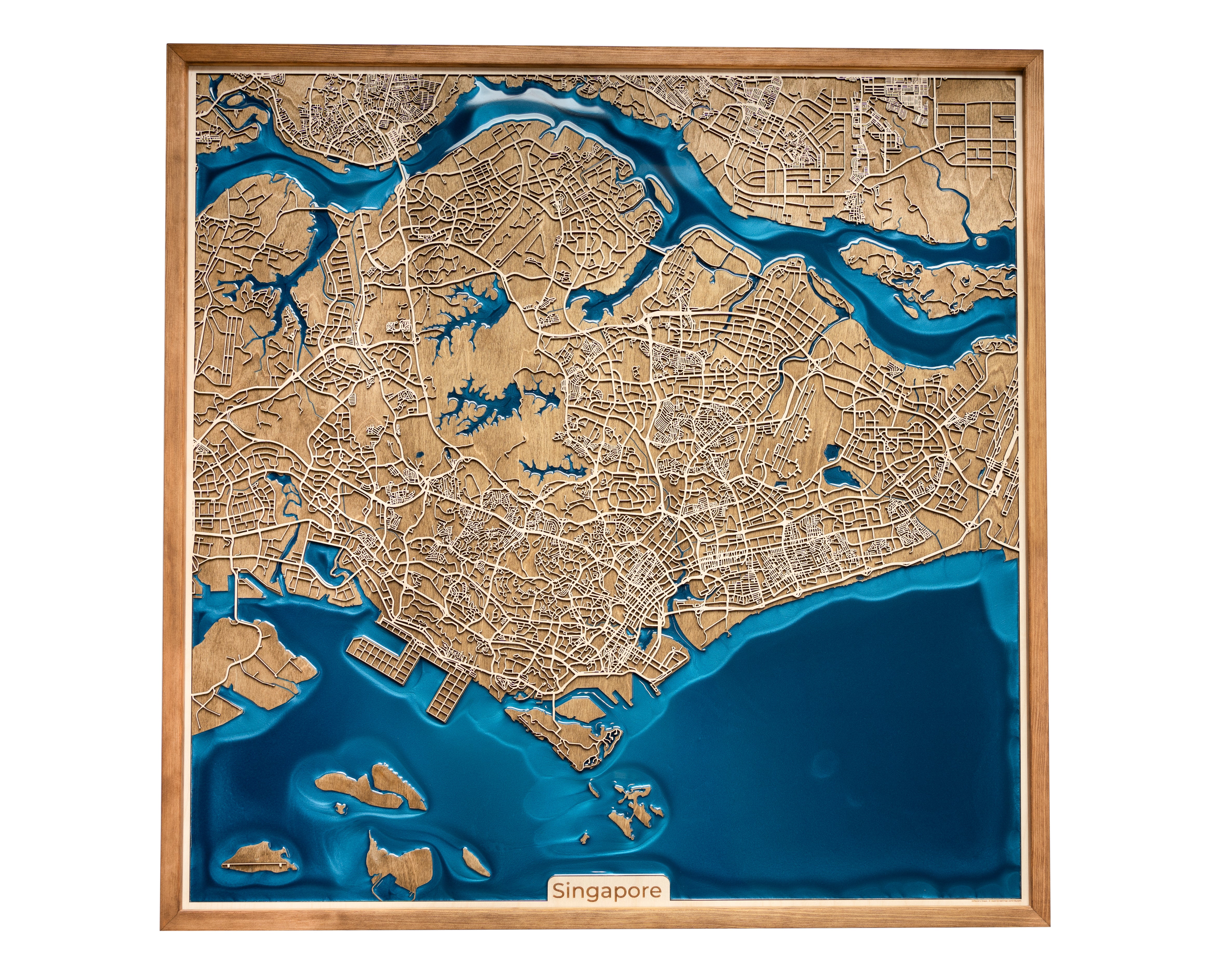 Singapore Map wooden map