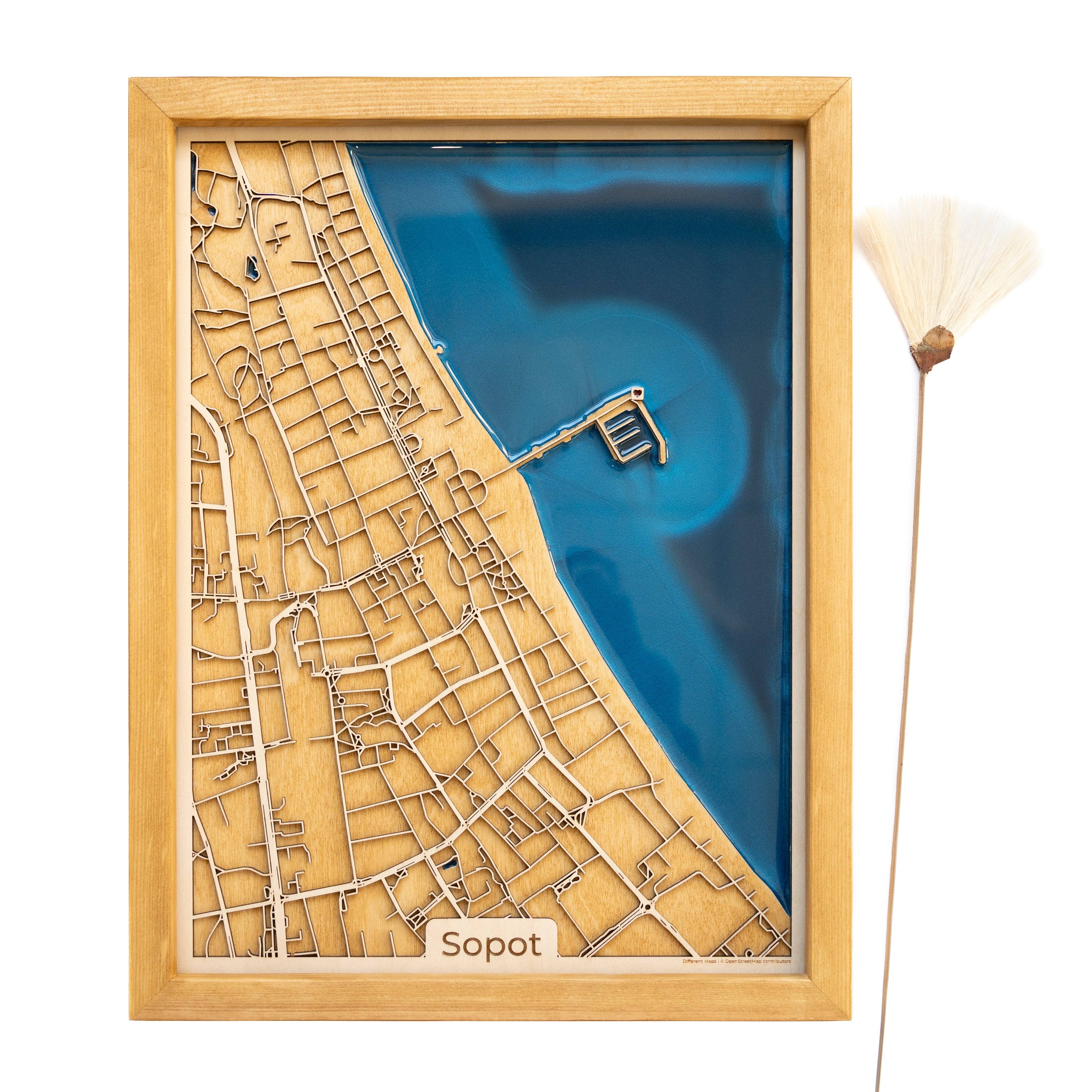 Sopot Poland Wood Map