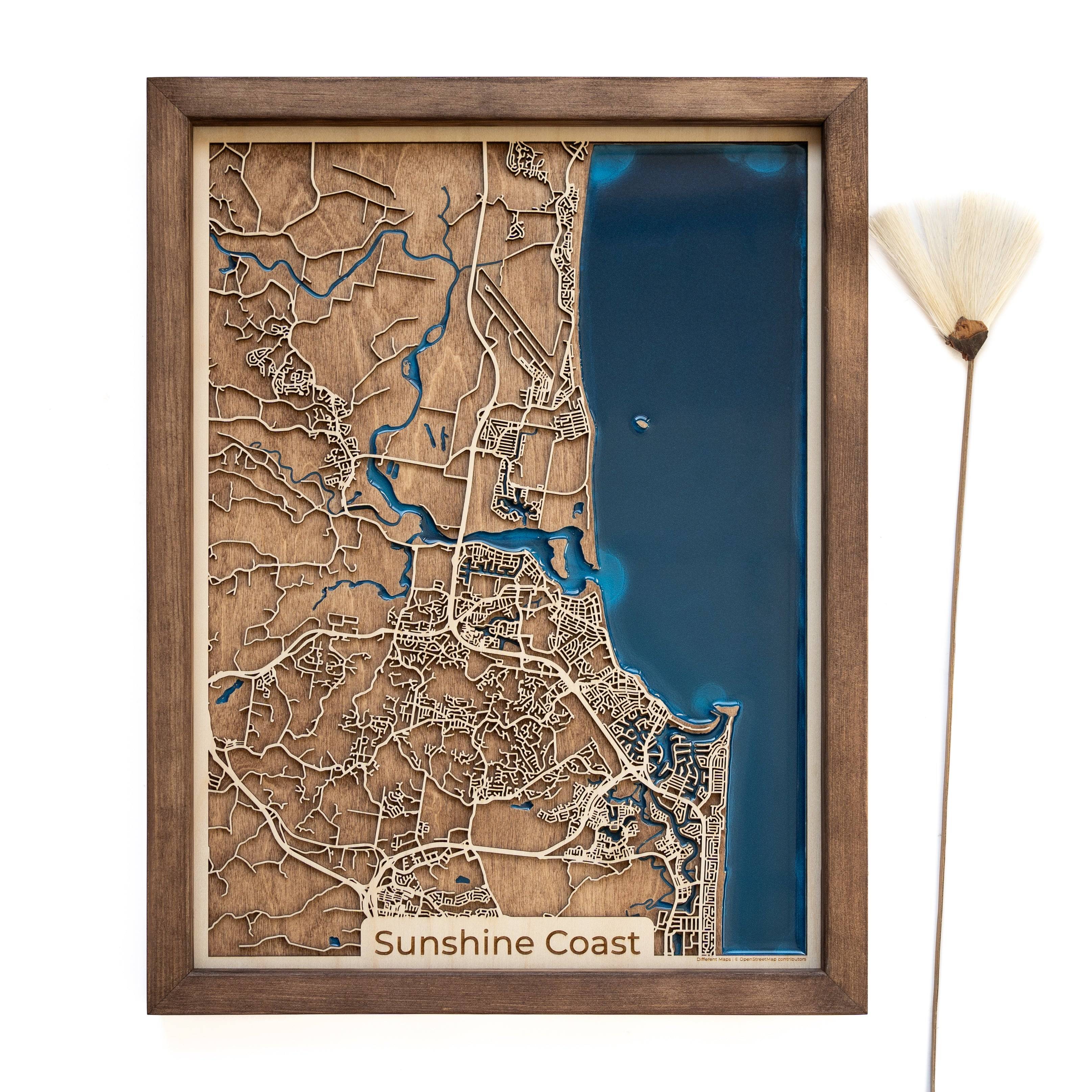 Sunshine Coast Australia Wood Map