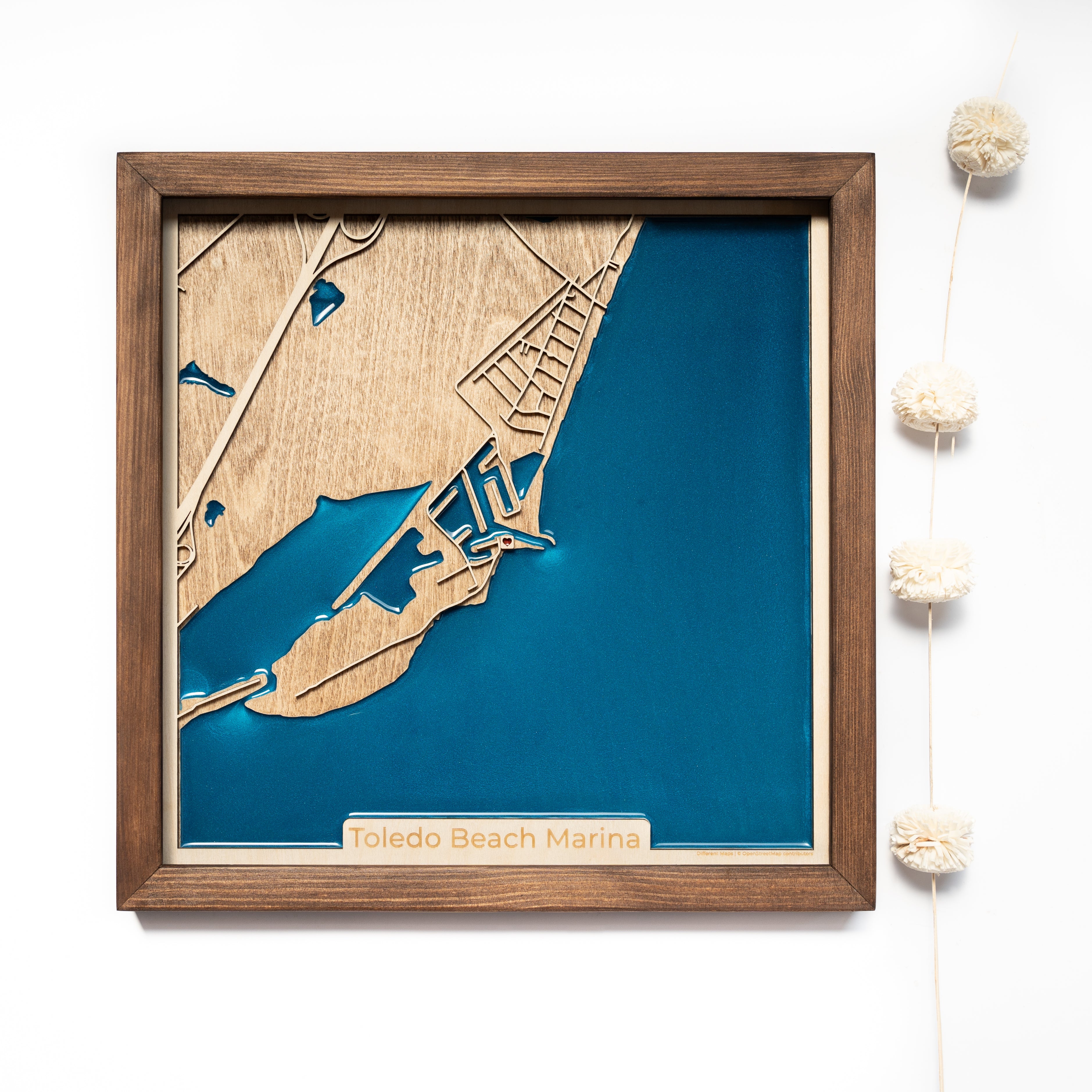 Toledo Beach Marina Wood Map