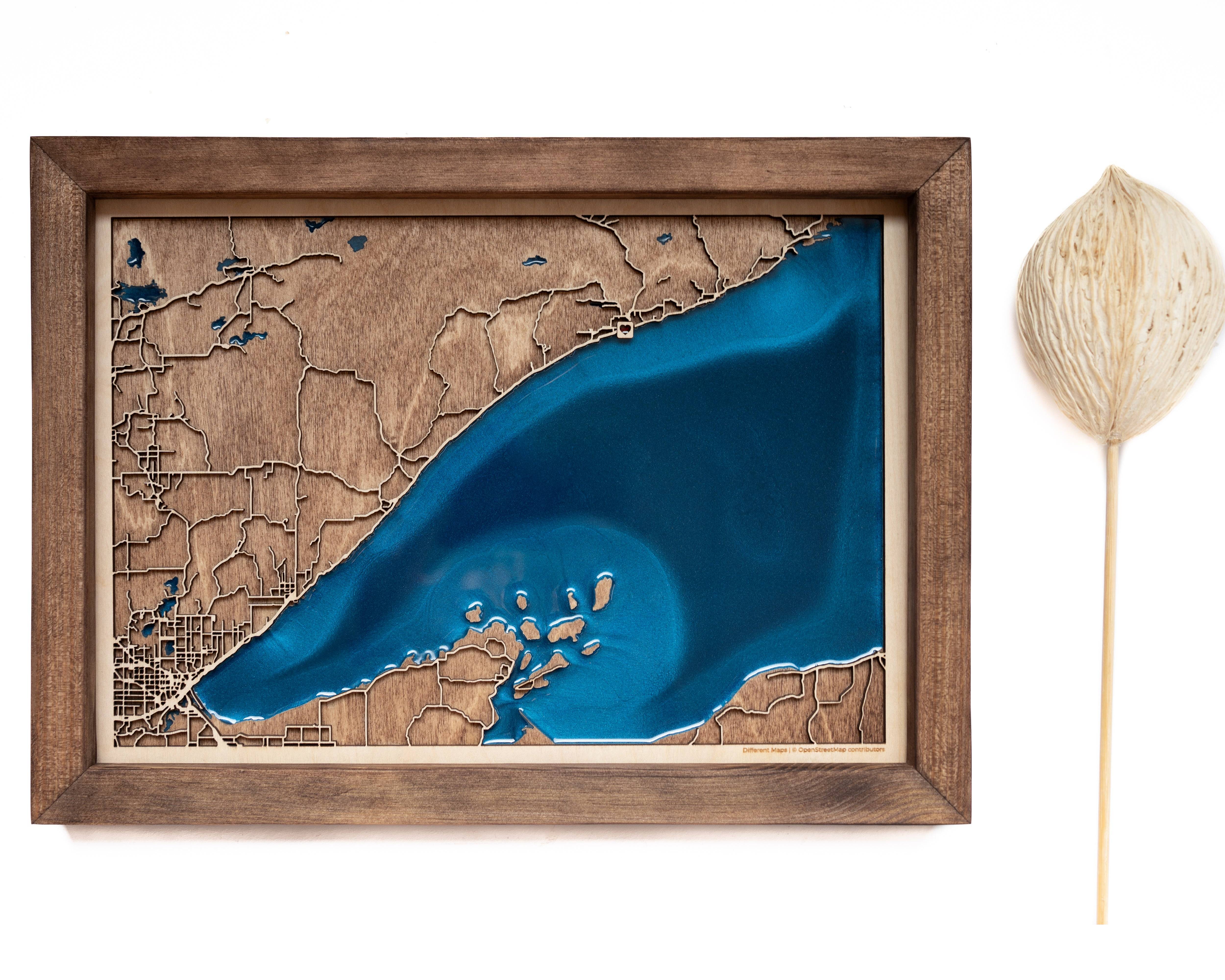 Two Harbors, Duluth Wood Map