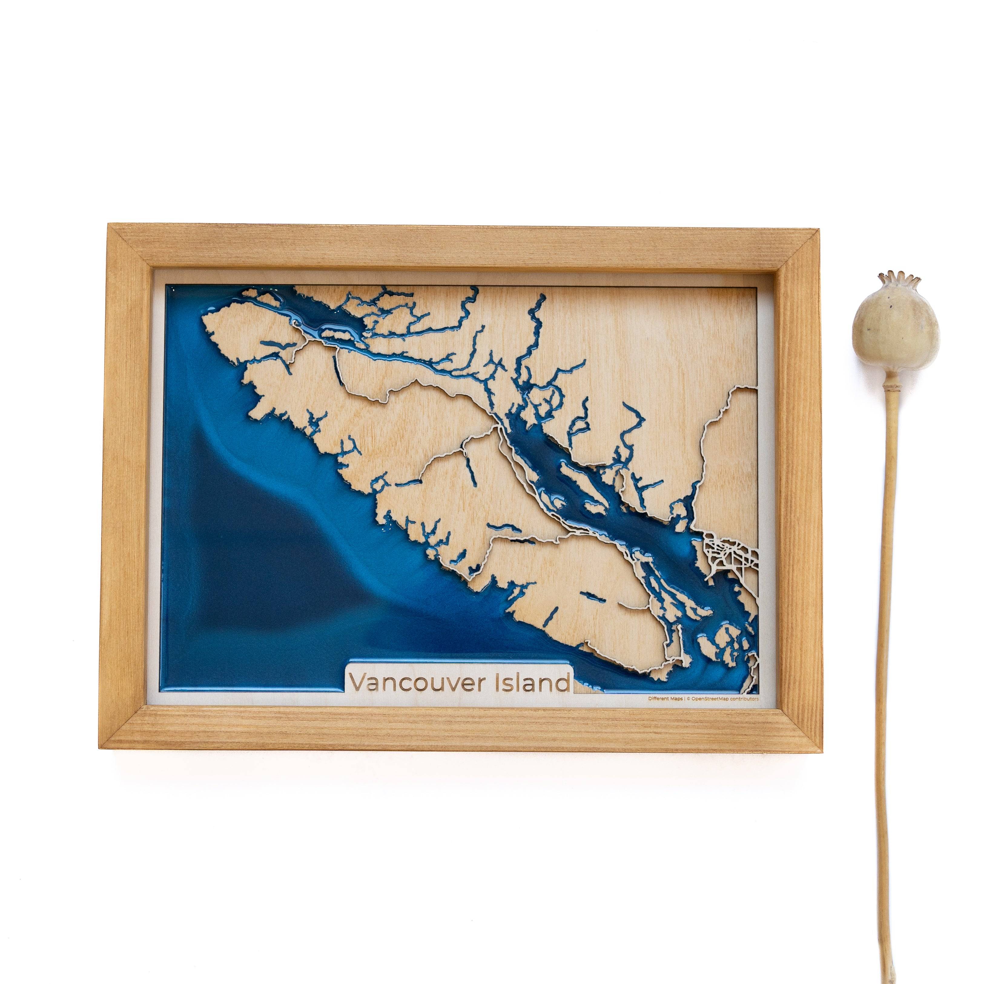 Vancouver Island Canada Wood Map