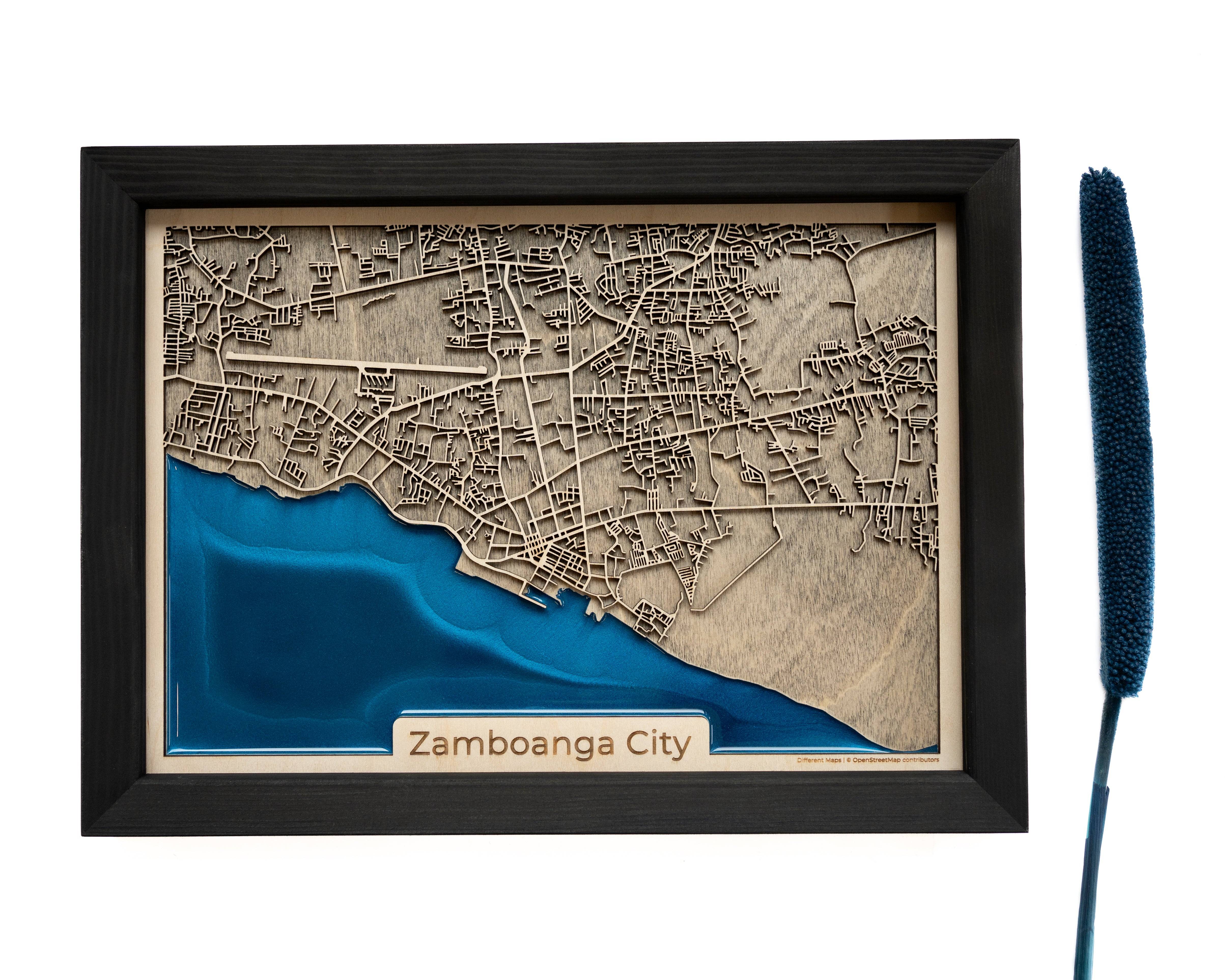 Zamboanga City Philippines Wood Map