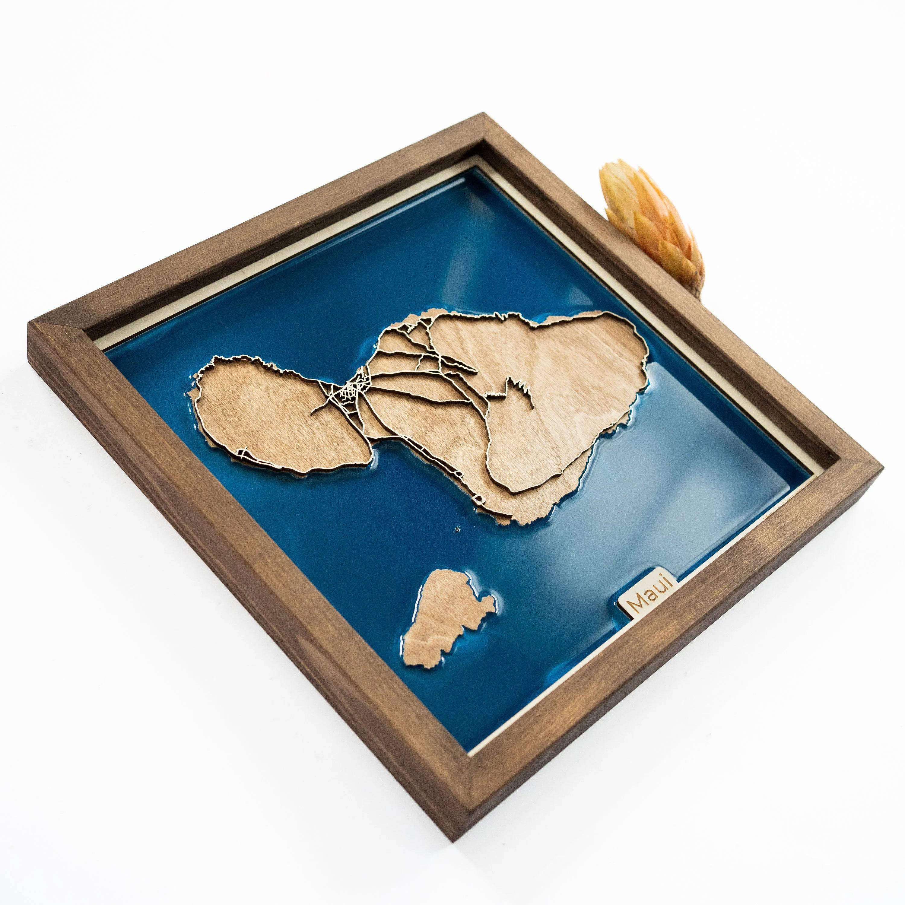 Hawaiian Islands Wooden Map