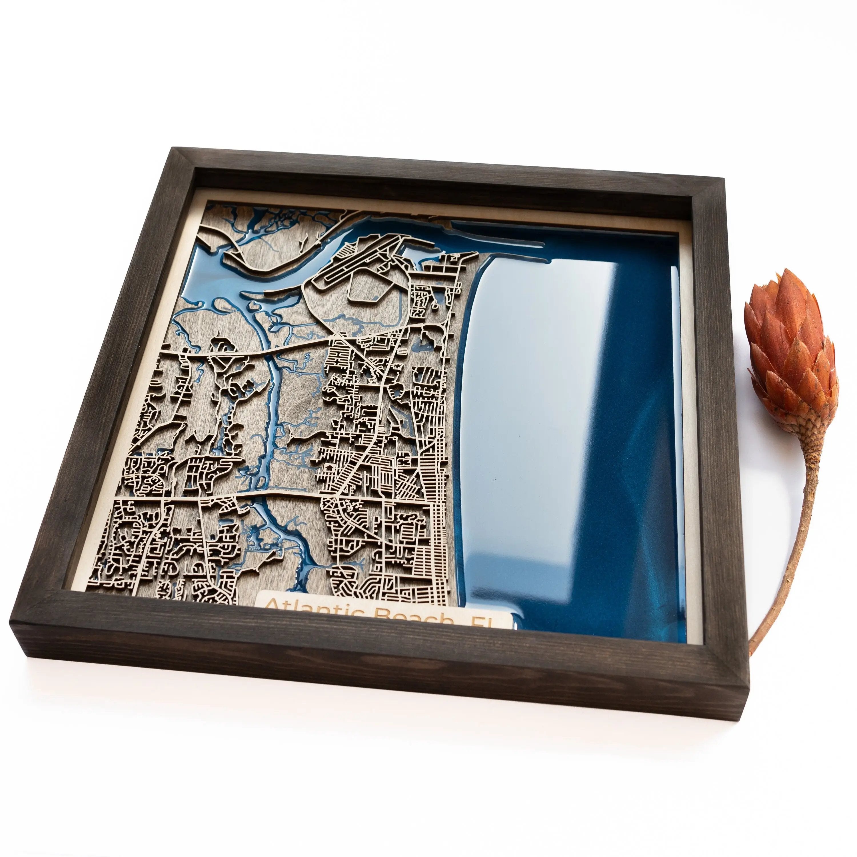 Atlantic Beach Wooden map