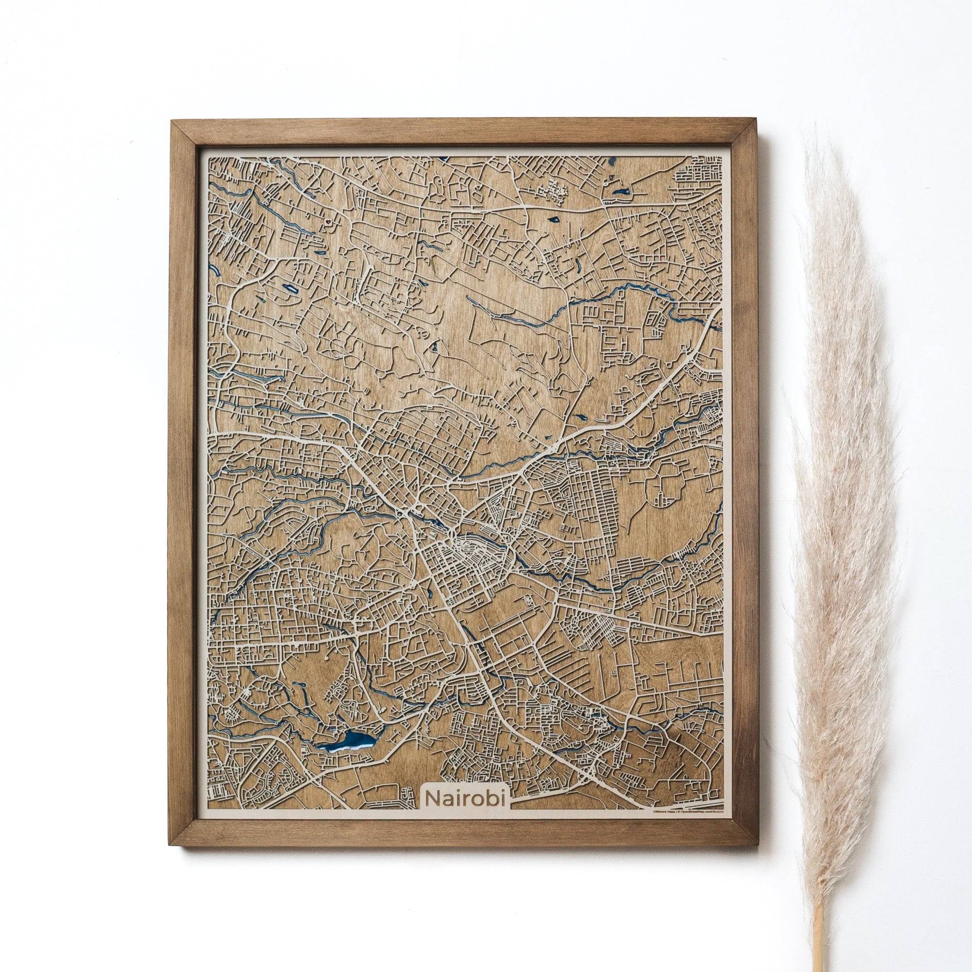 Nairobi Kenya Wood Map