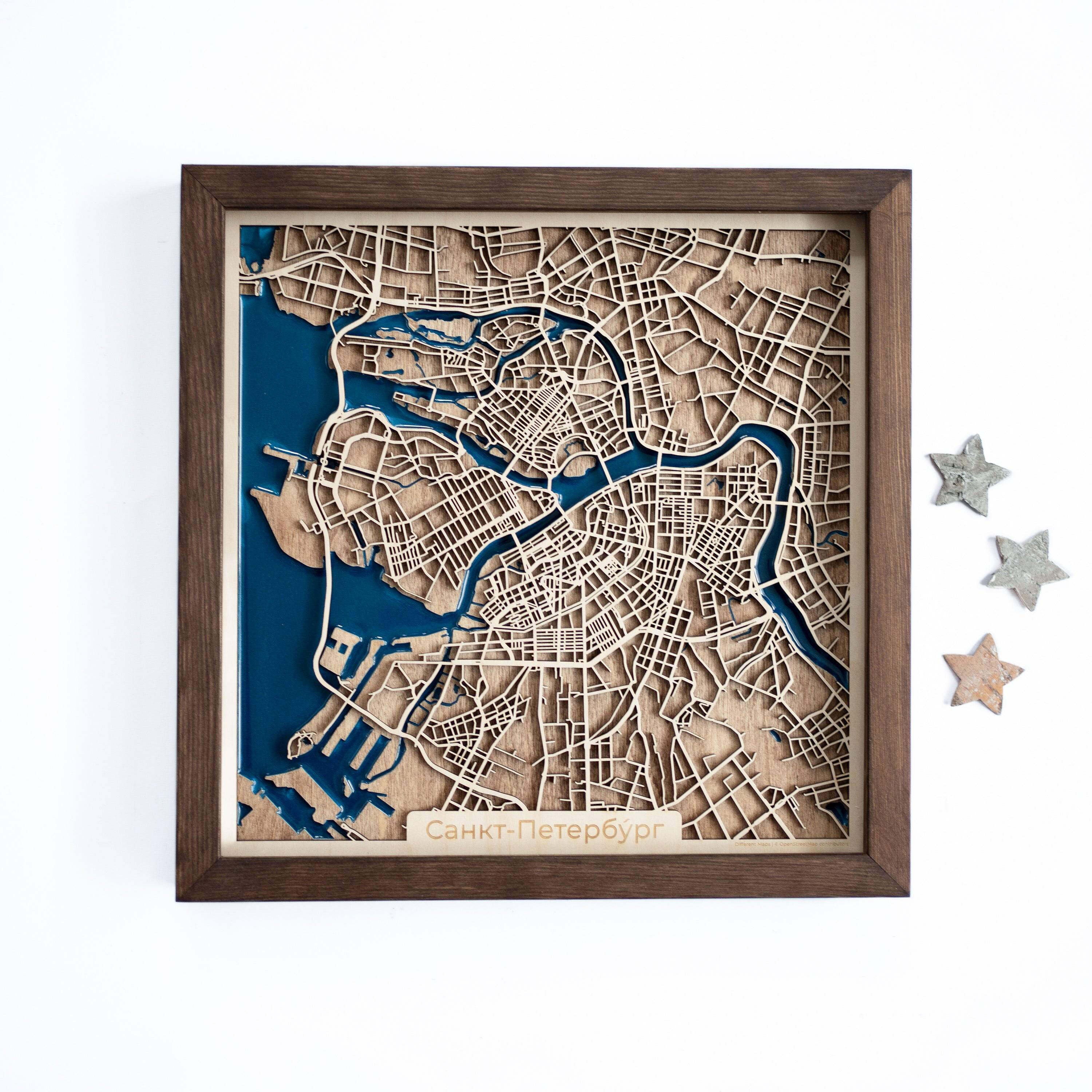 Sankt Petersburg Wood Map