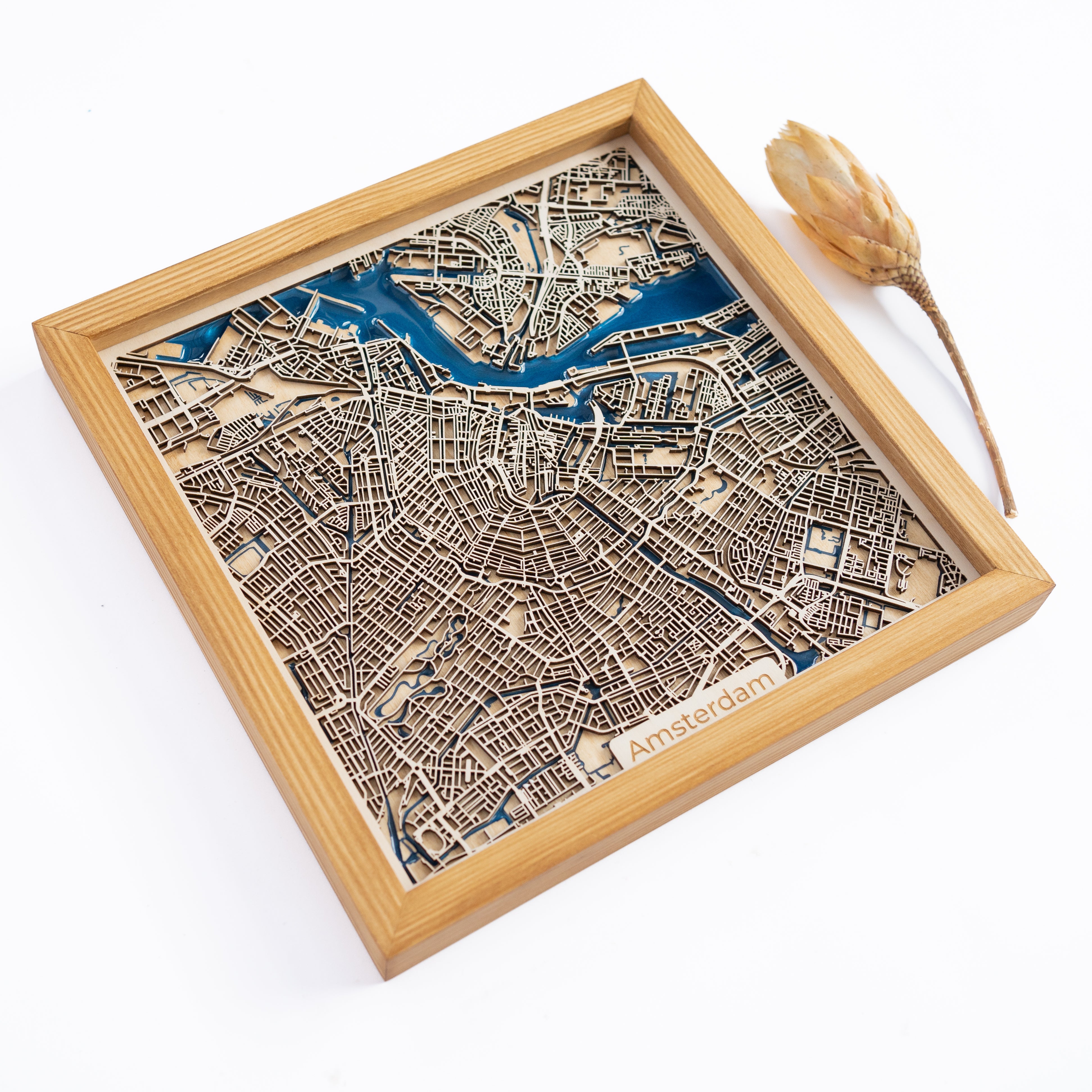 Amsterdam wooden map