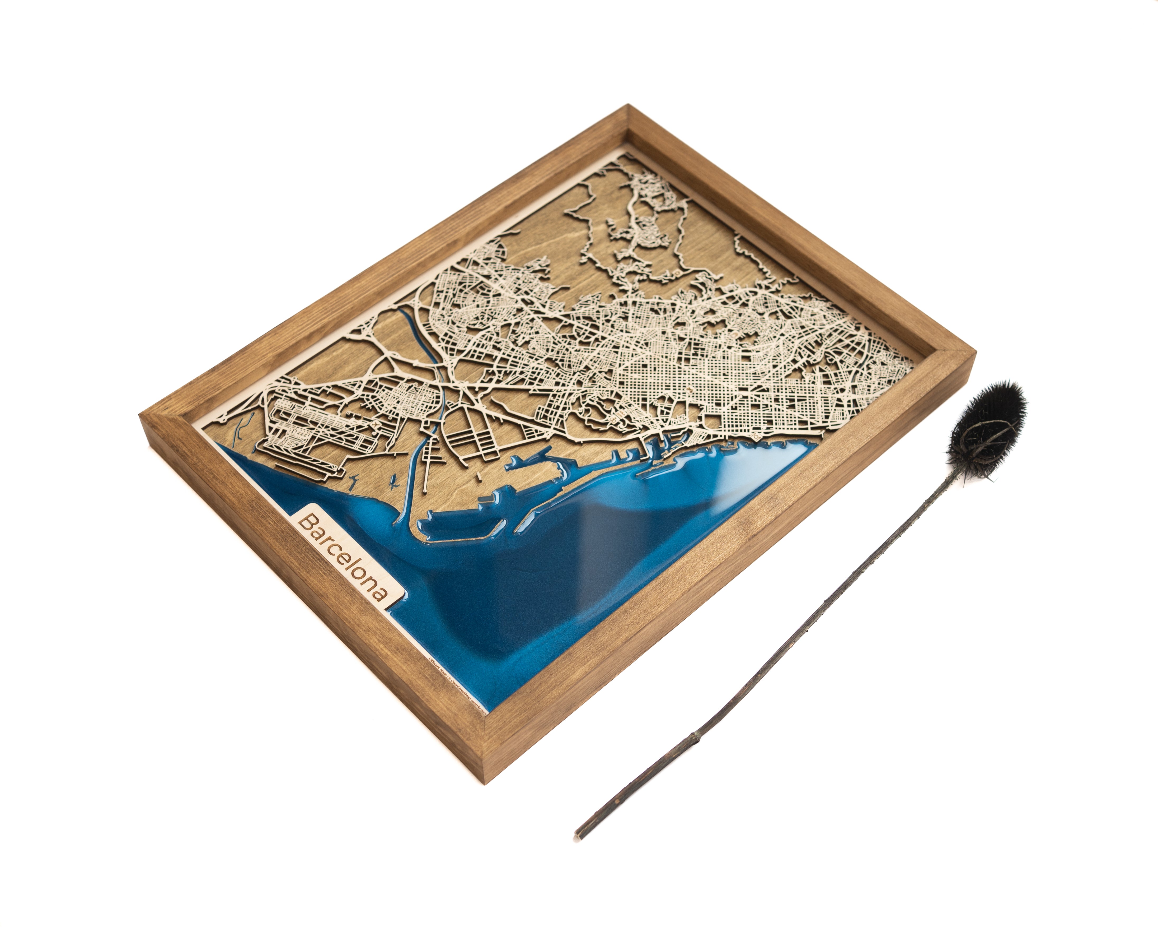 Barcelona Wooden Map