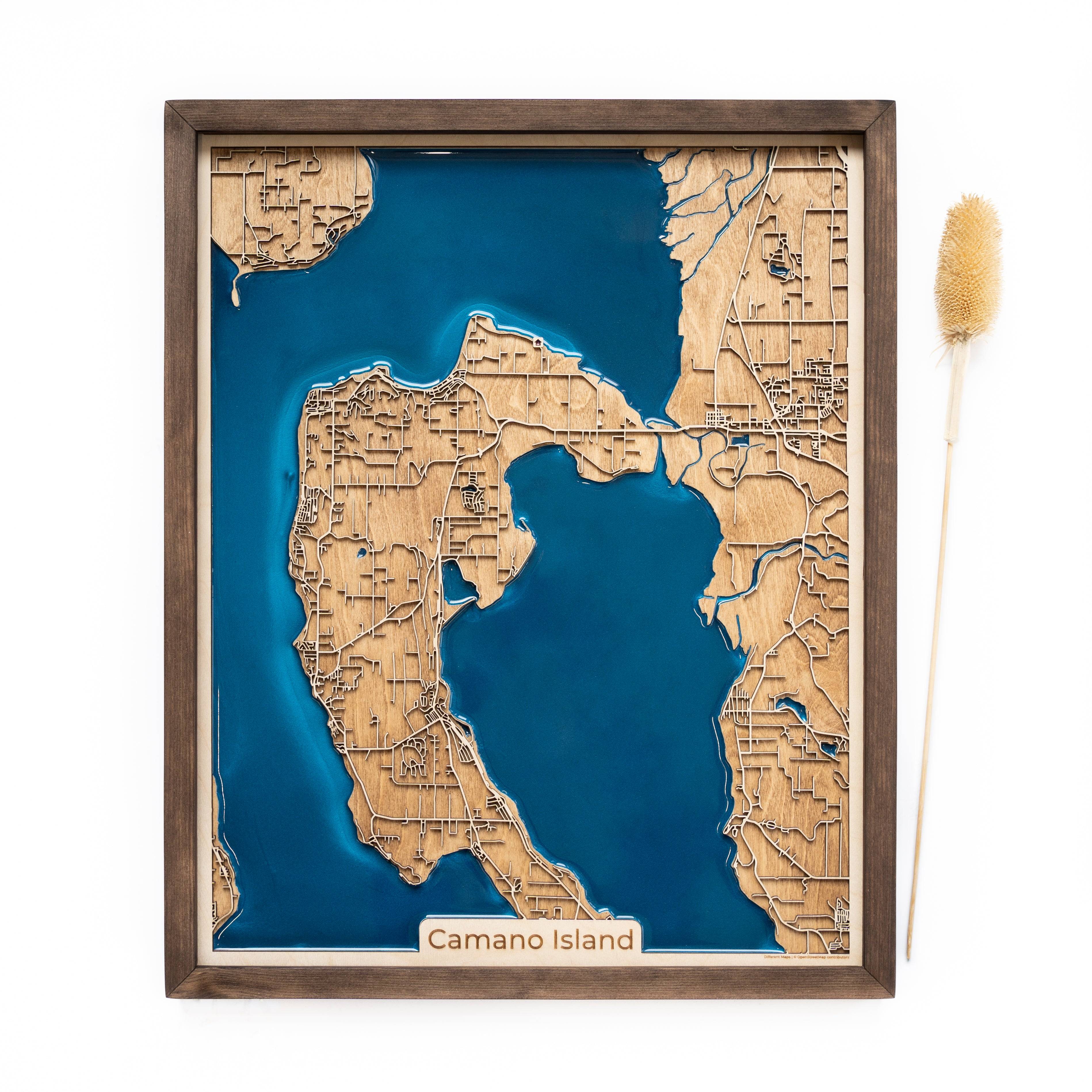 Camano Island Wood Map