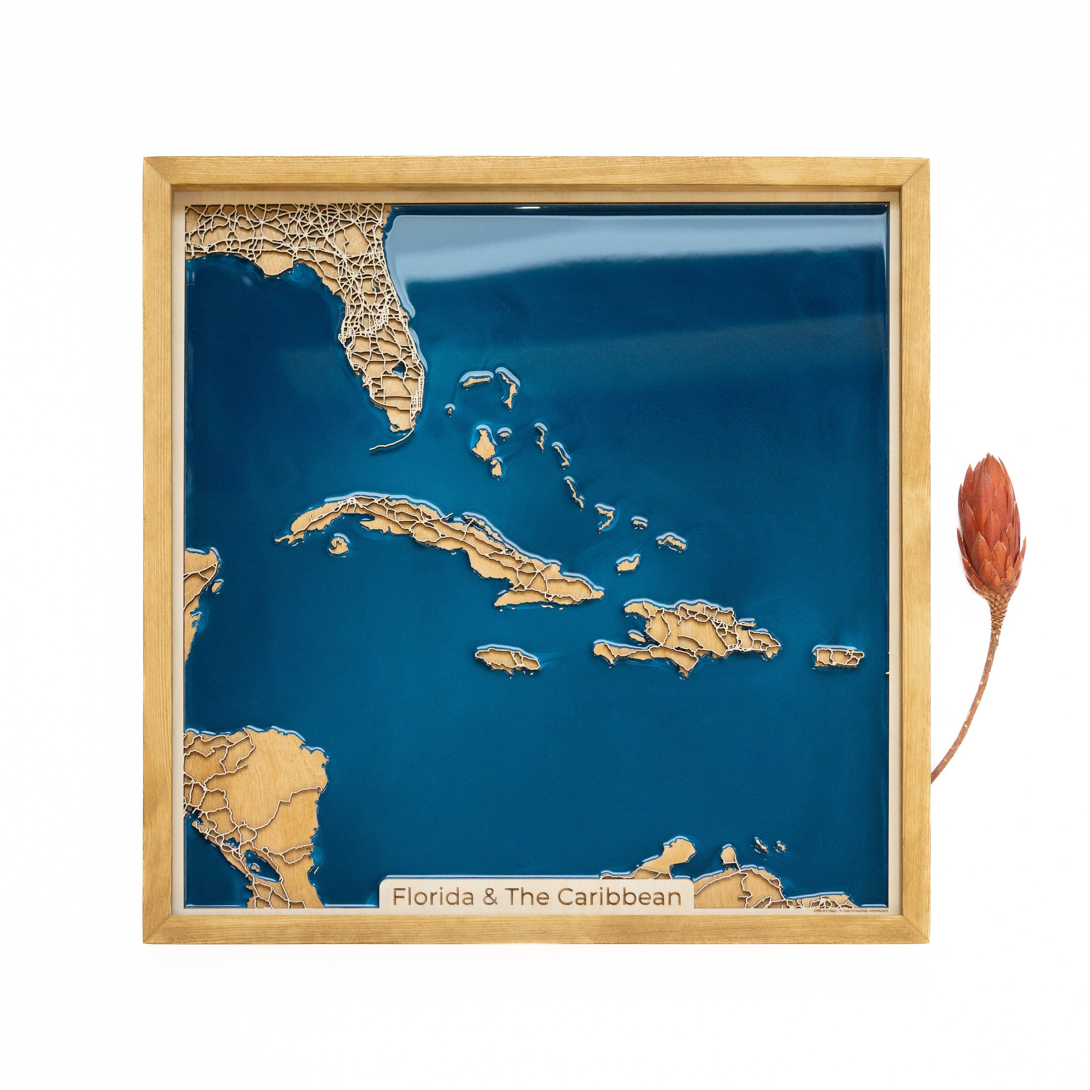 Florida & The Caribbean Wood Map