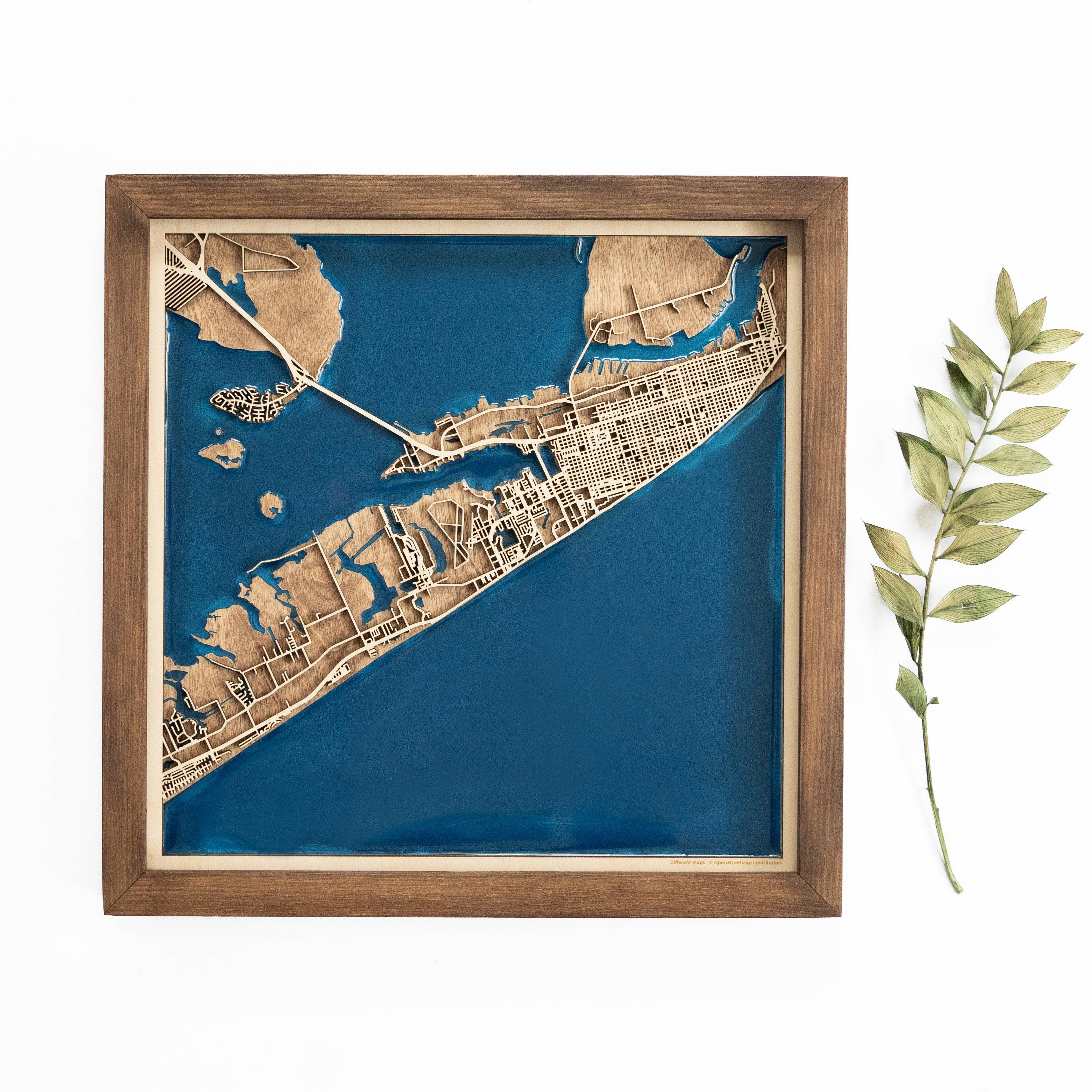 Galveston Wood Map