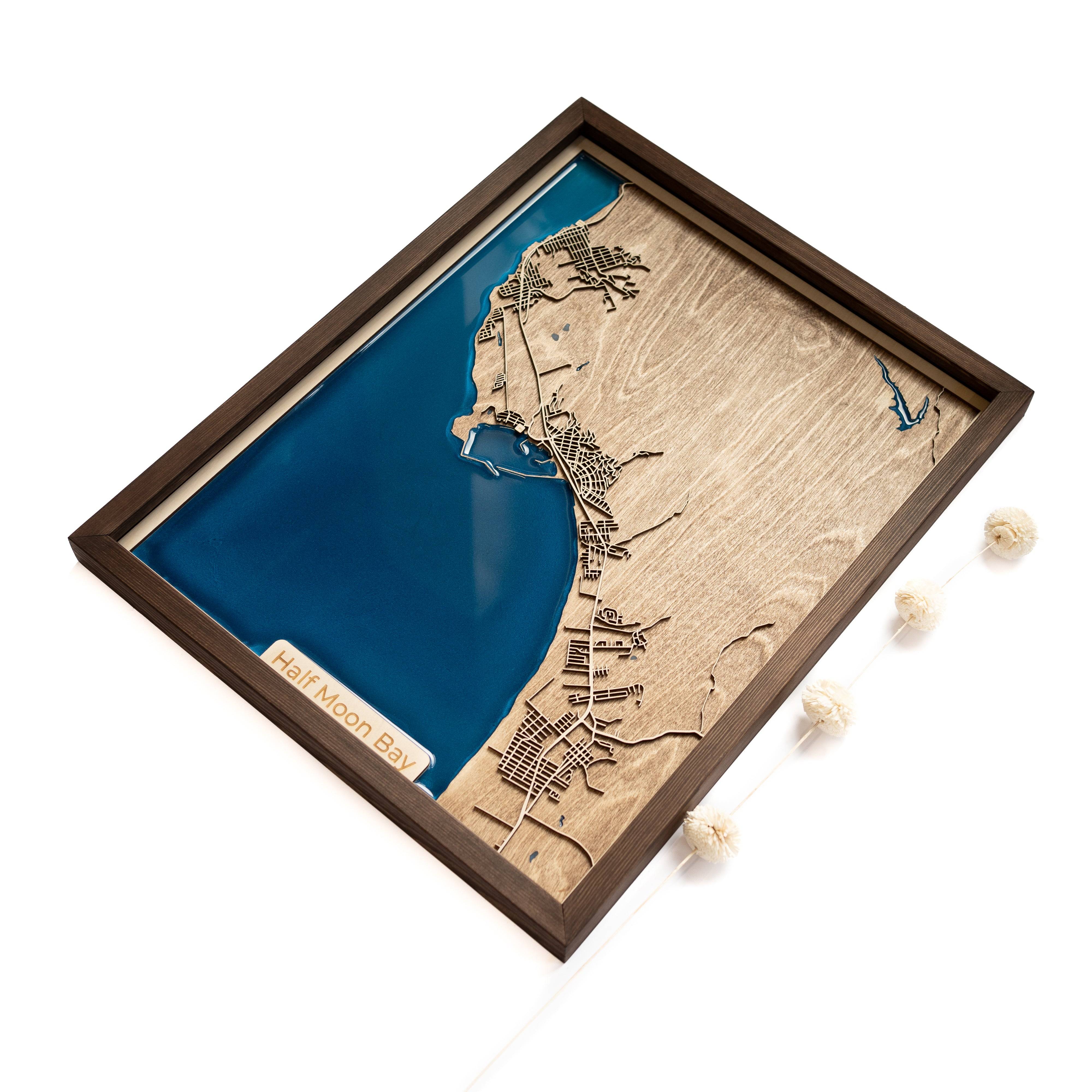 Half Moon Bay Wood Map