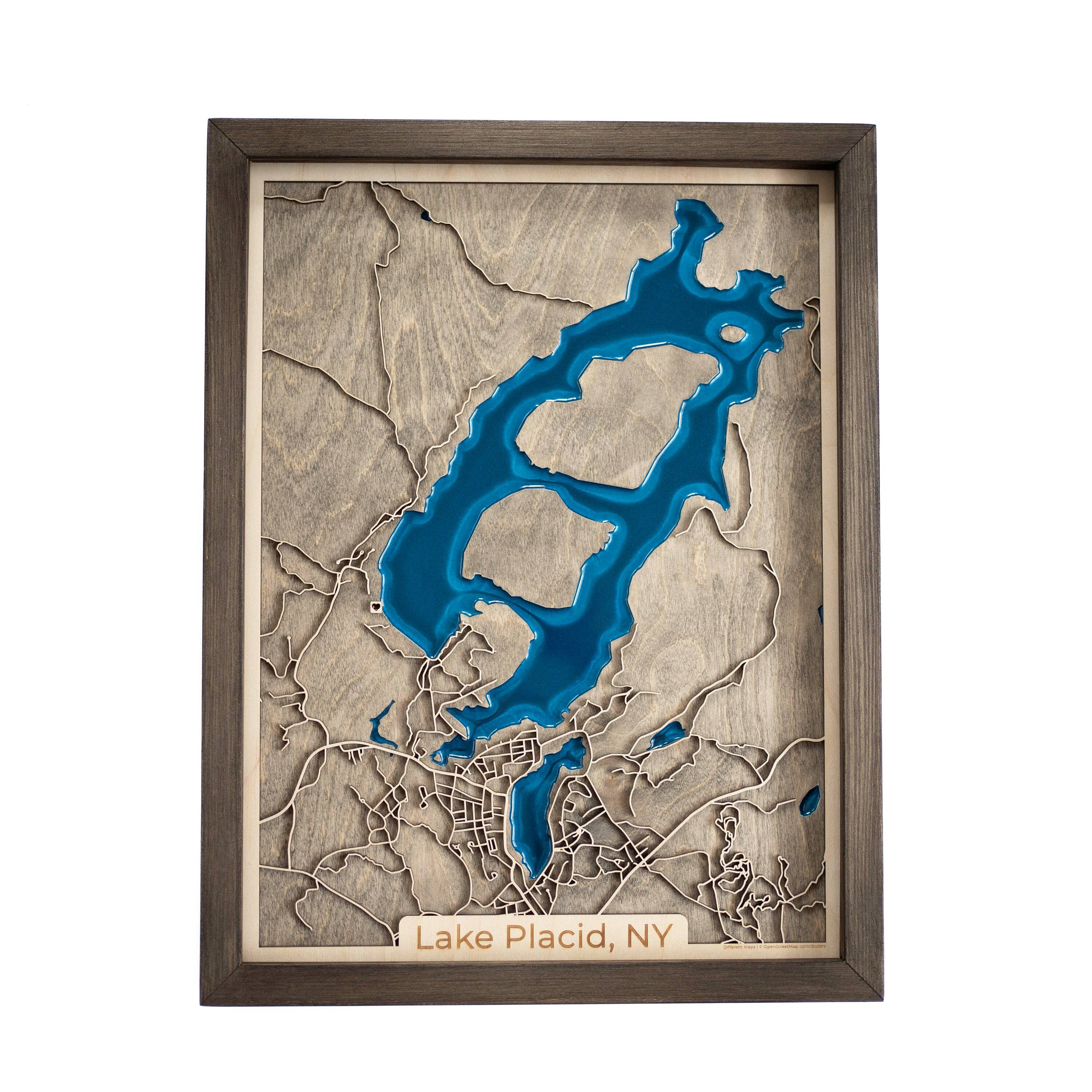 Lake Placid NY Wood Map