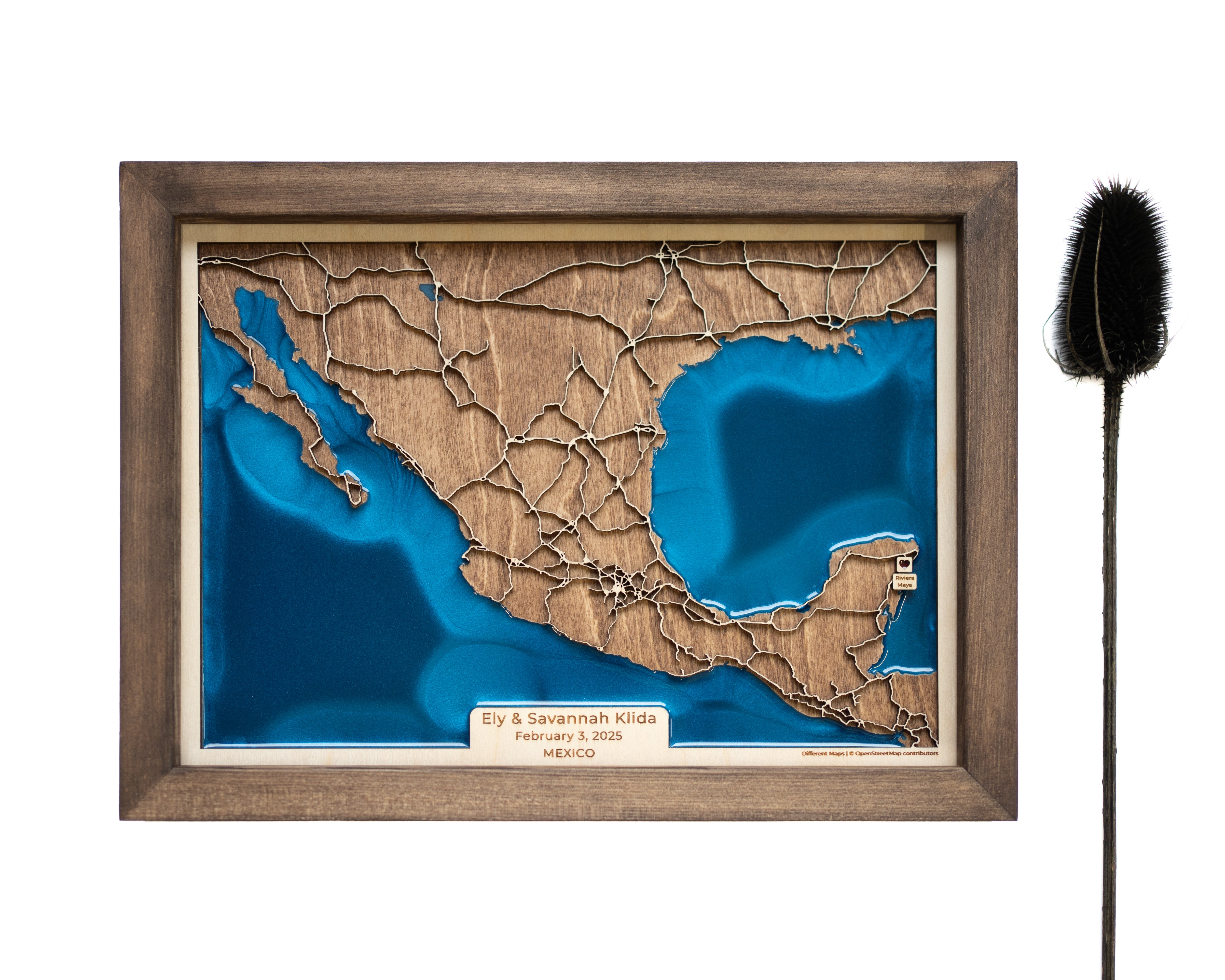 Mexico Wooden Map