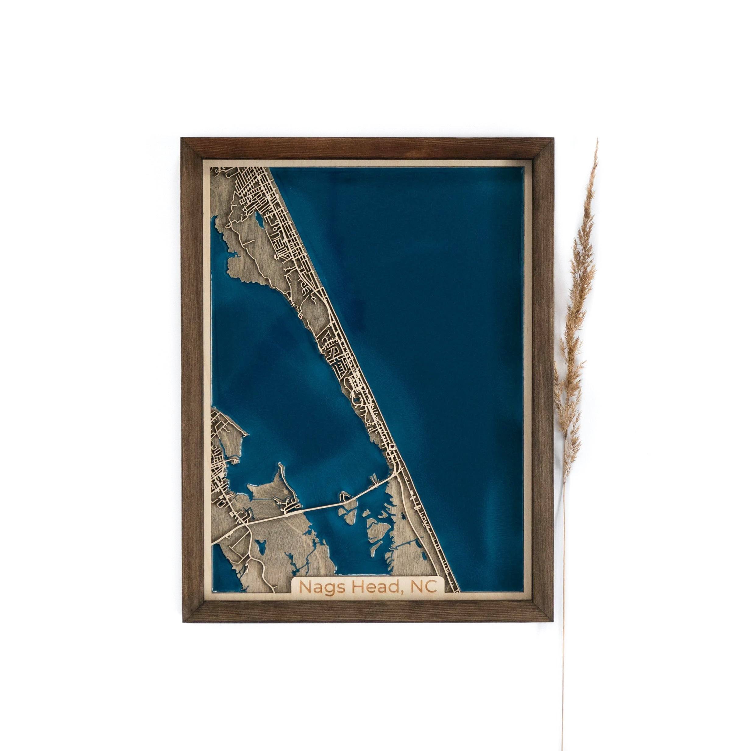 Nags Head NC Wood Map