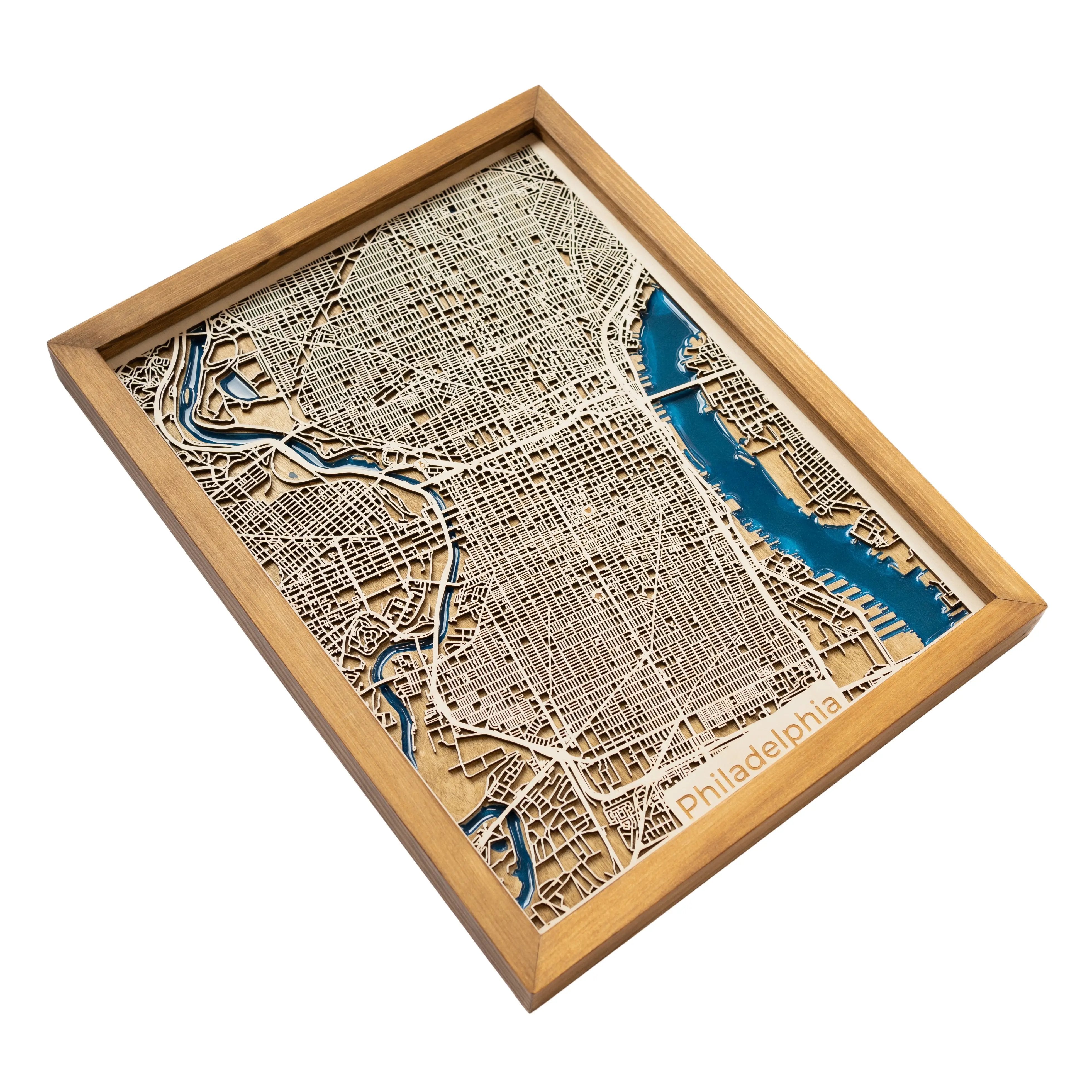 Philadelphia Wooden Map | Unique Personalized Gift for Housewarming 5th Anniversary Birthday Wedding