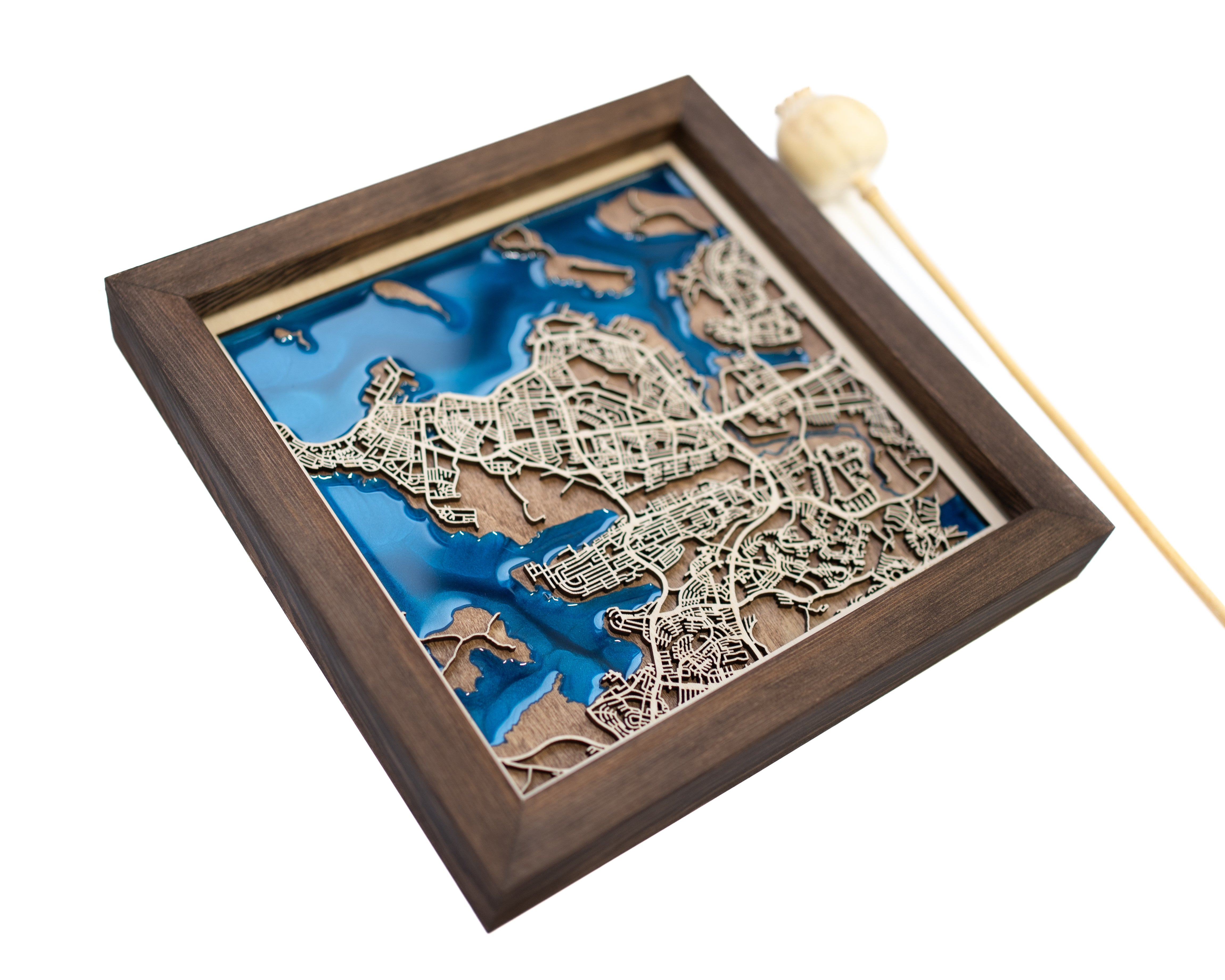 Reykjavik Iceland Wooden Map