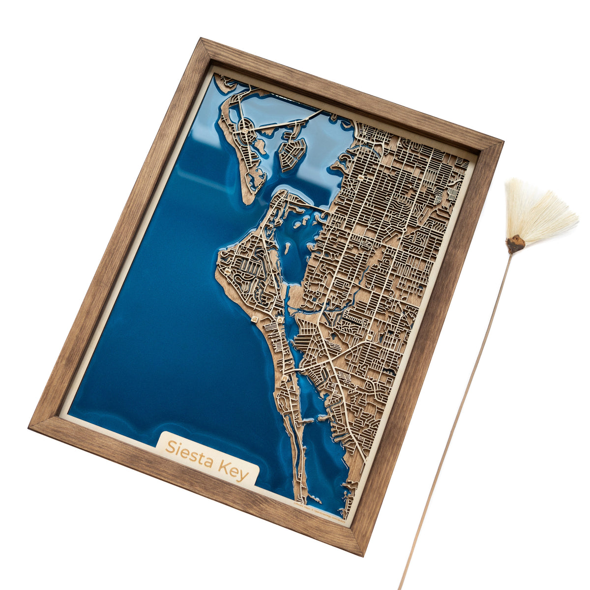 Siesta Key Themed Gift - Siesta Key Map | Wood and Epoxy