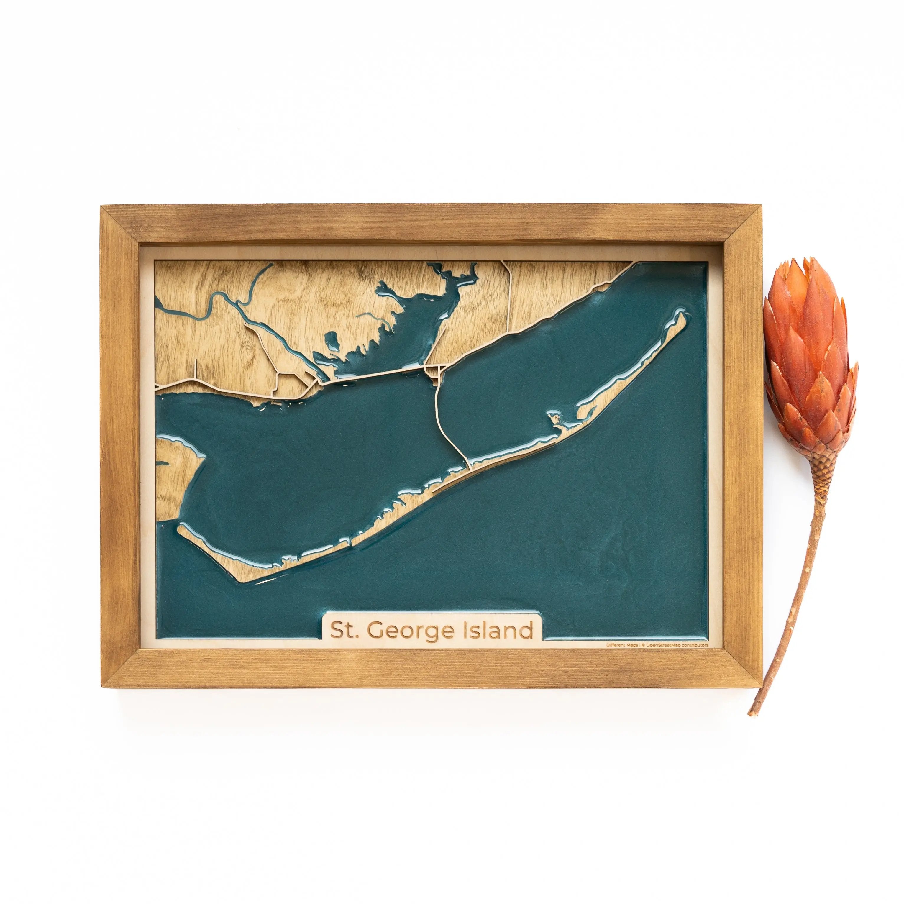 St. George Island Wooden Map