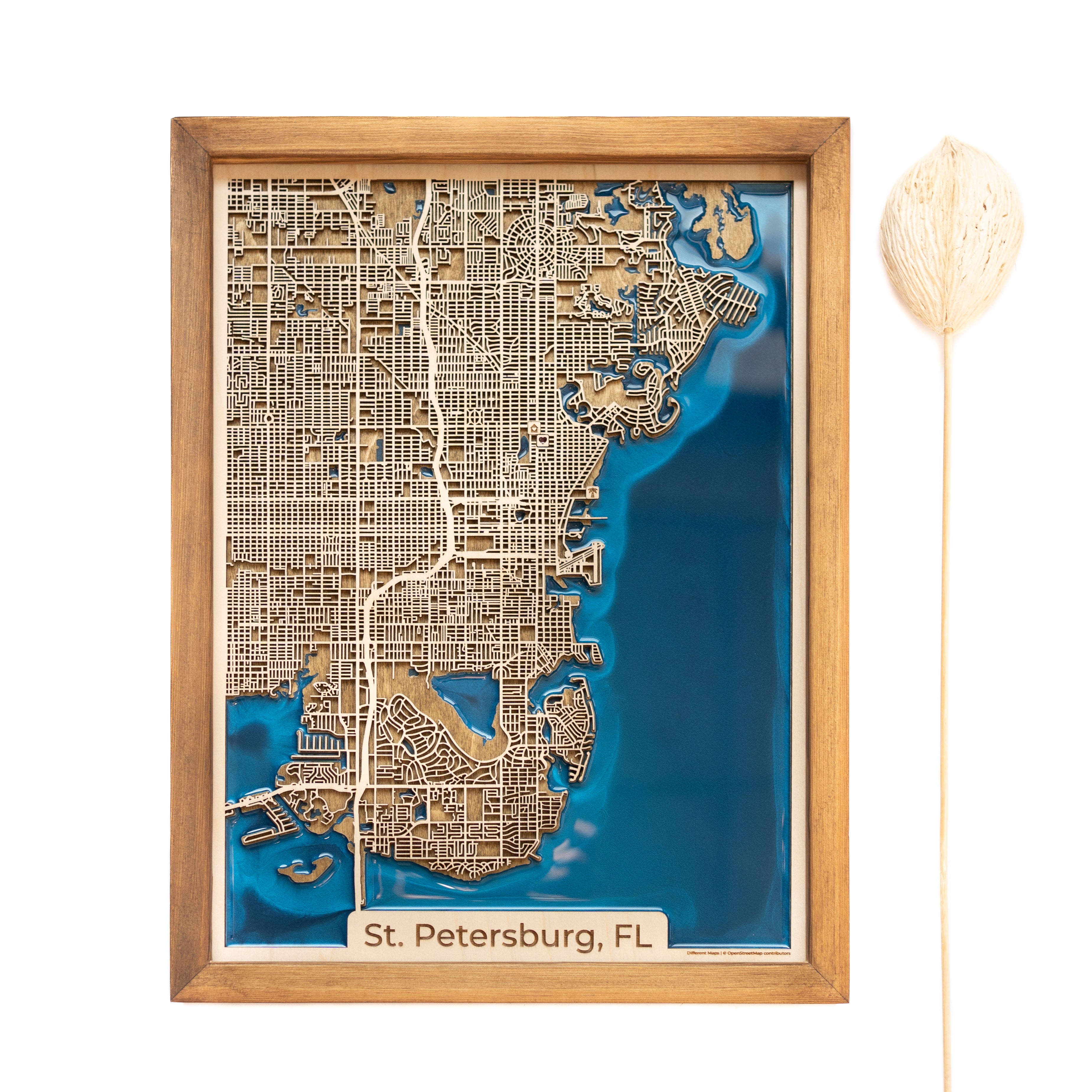 St. Petersburg Florida Wooden Custom Map